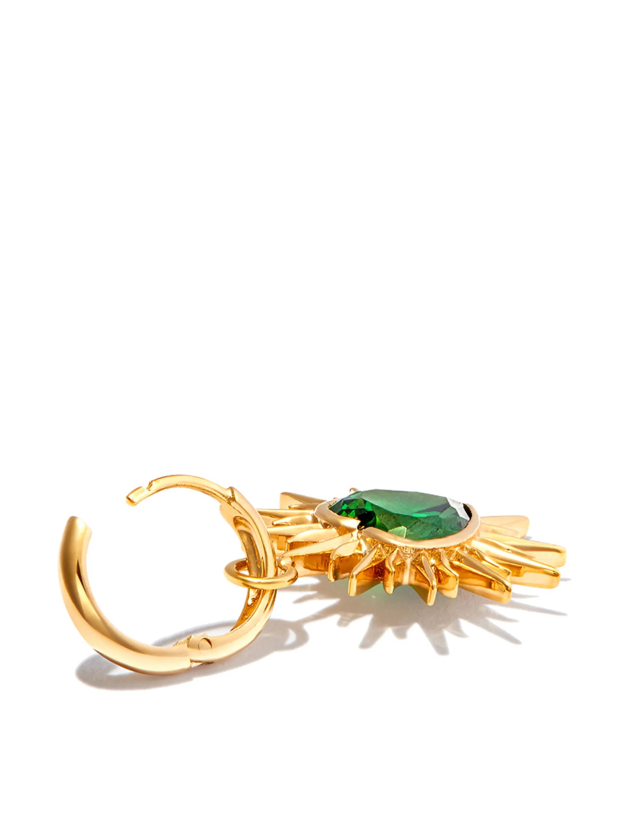 18kt yellow gold Flaming Heart quartz earring