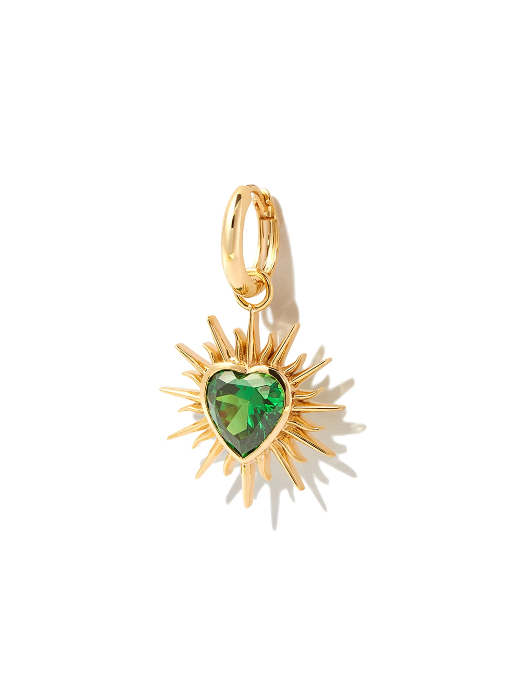 18kt yellow gold Flaming Heart quartz earring