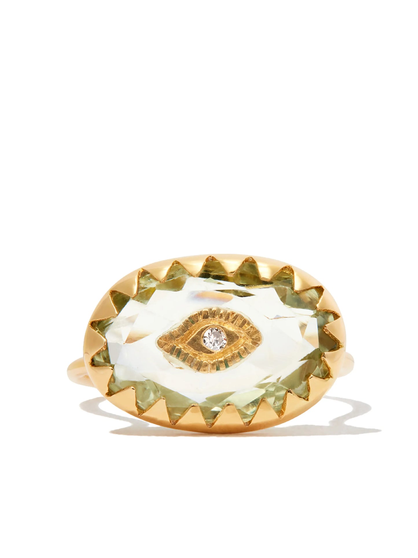 9kt yellow gold Amy diamond and amethyst ring