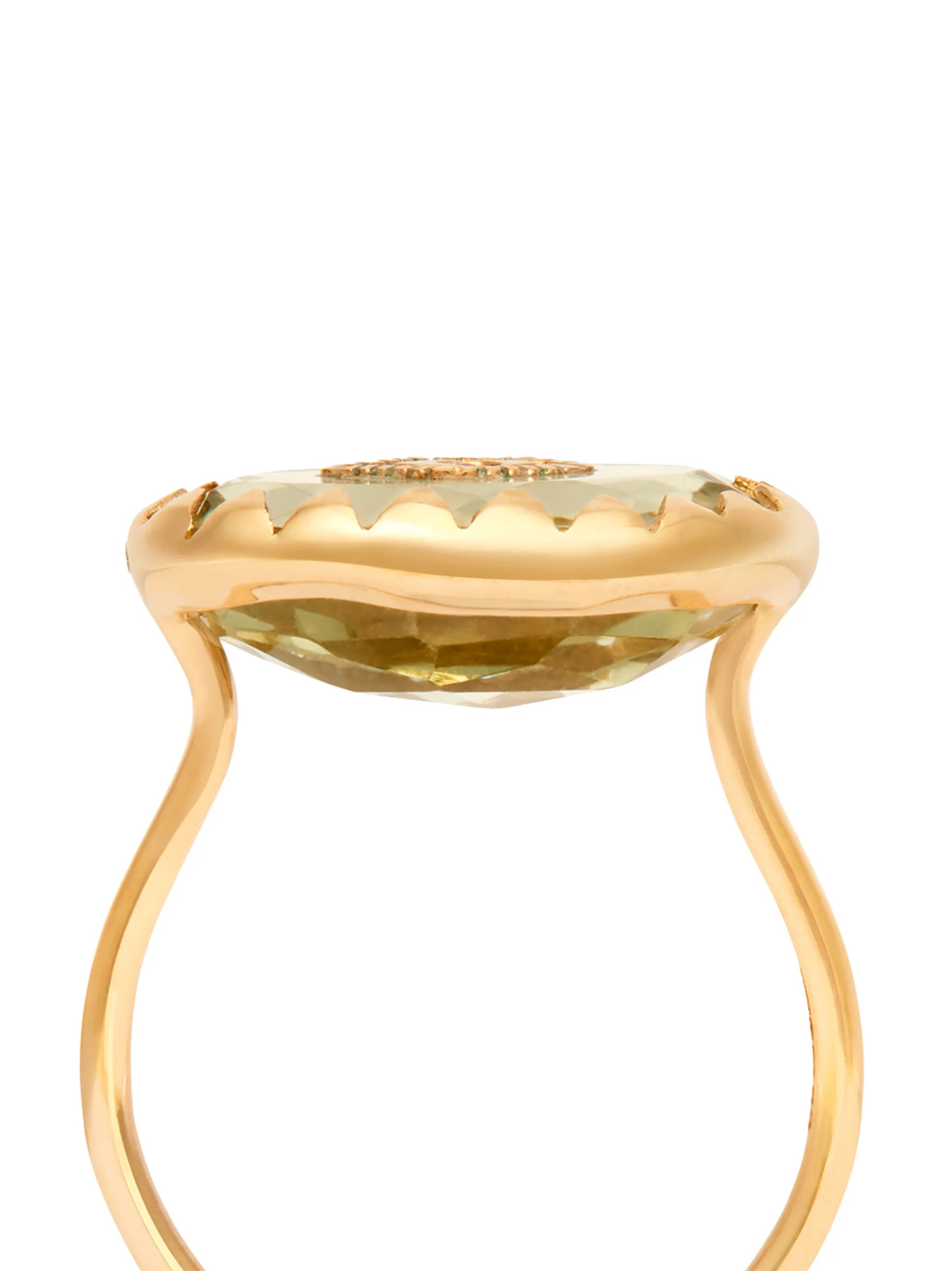 9kt yellow gold Amy diamond and amethyst ring