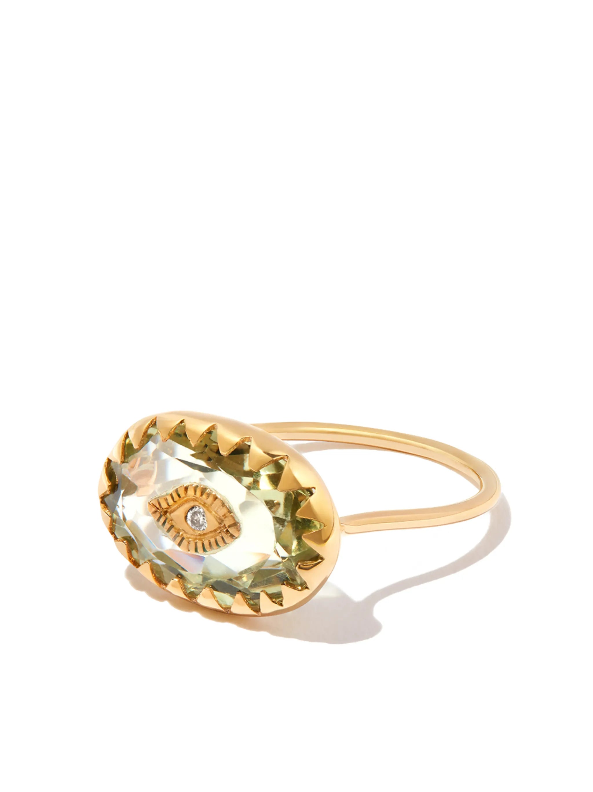 9kt yellow gold Amy diamond and amethyst ring