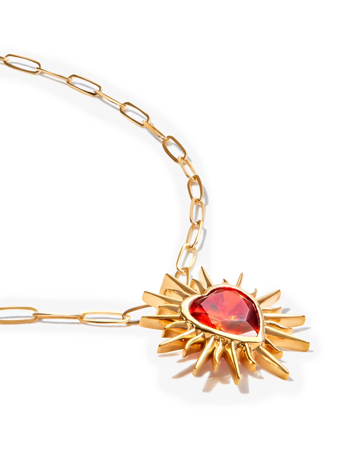 18kt yellow gold Flaming Heart quartz necklace