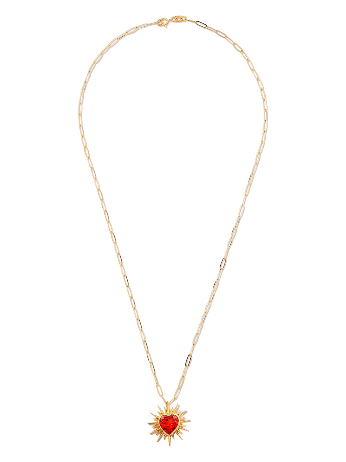 18kt yellow gold Flaming Heart quartz necklace