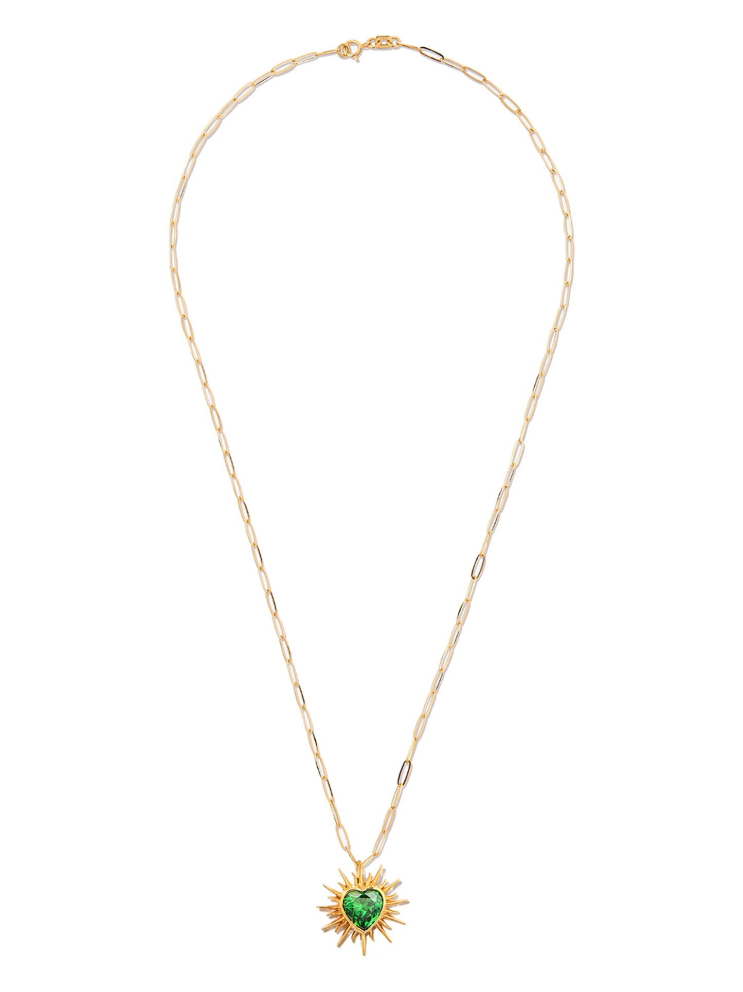 18kt yellow gold Flaming Heart quartz necklace