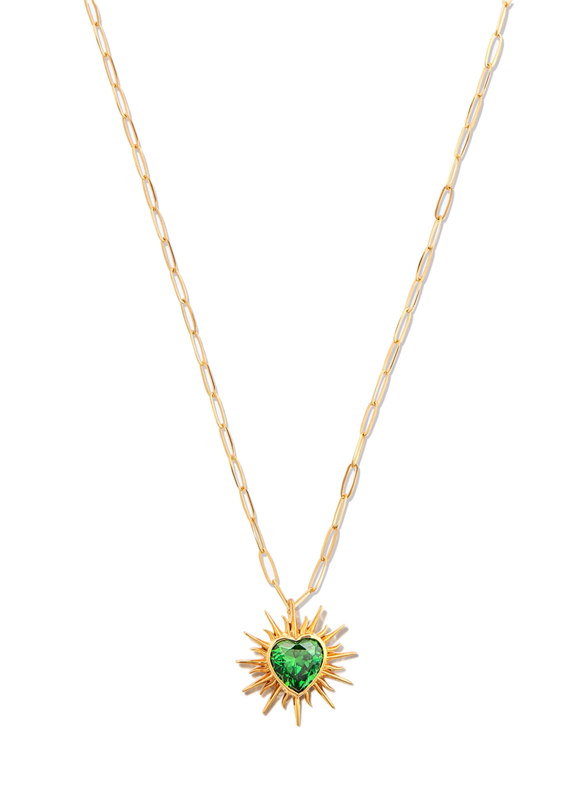 18kt yellow gold Flaming Heart quartz necklace