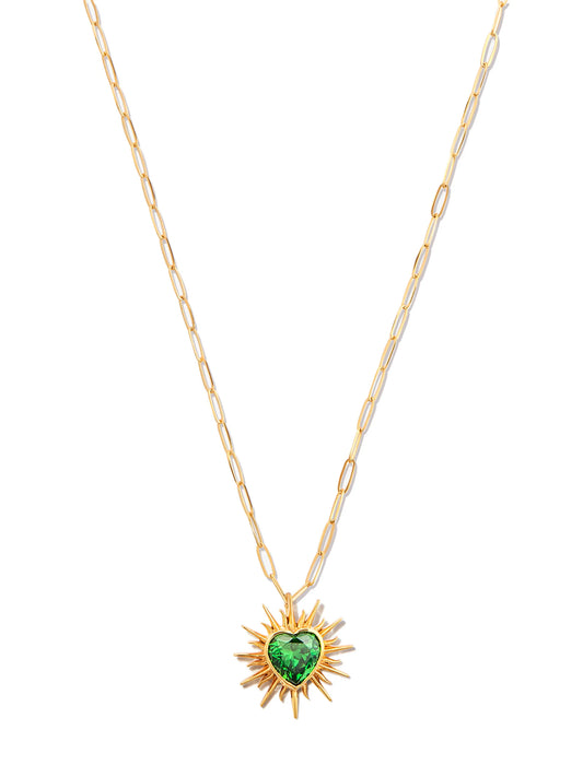 18kt yellow gold Flaming Heart quartz necklace