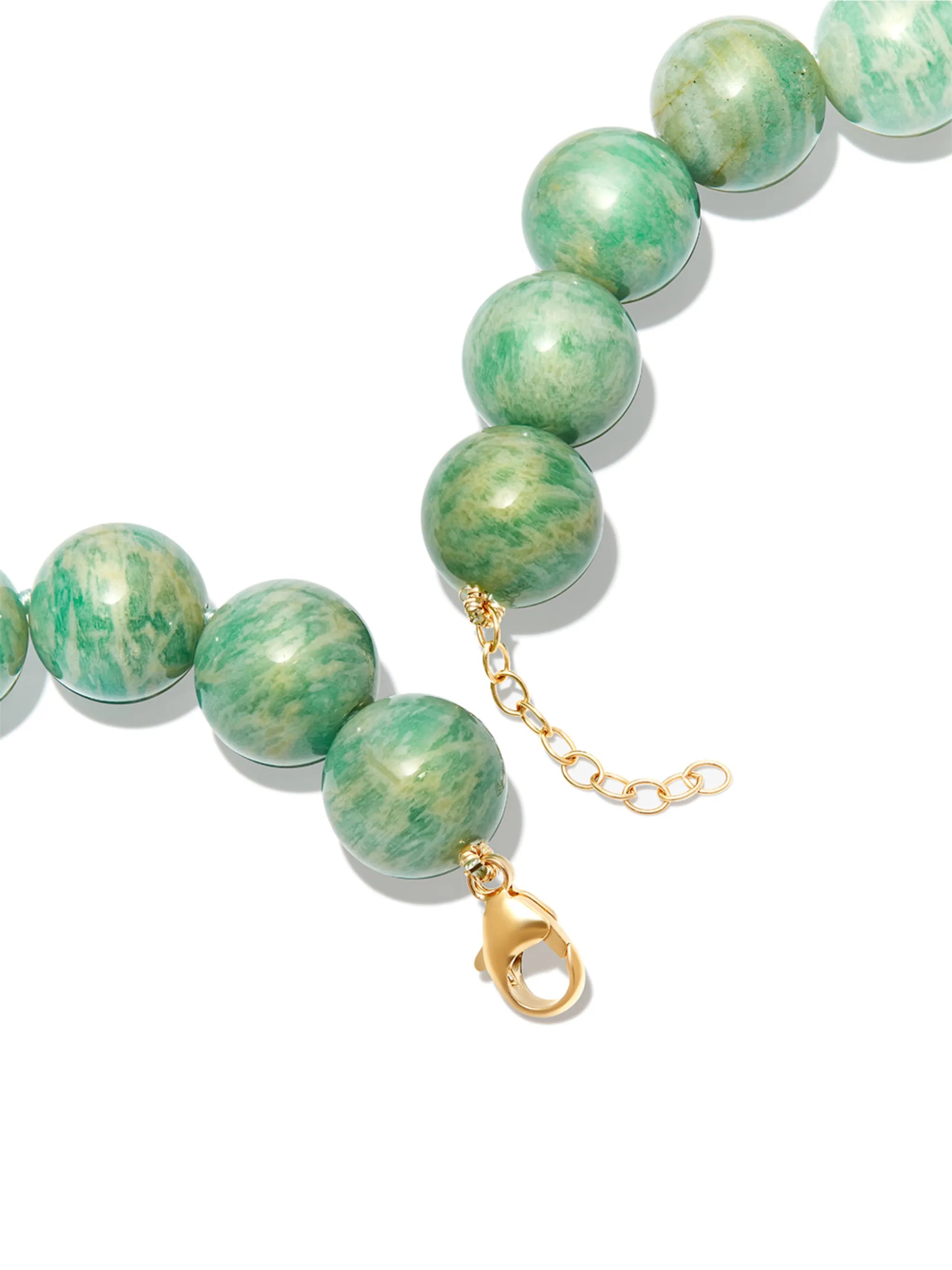 14kt yellow gold amazonite beaded necklace