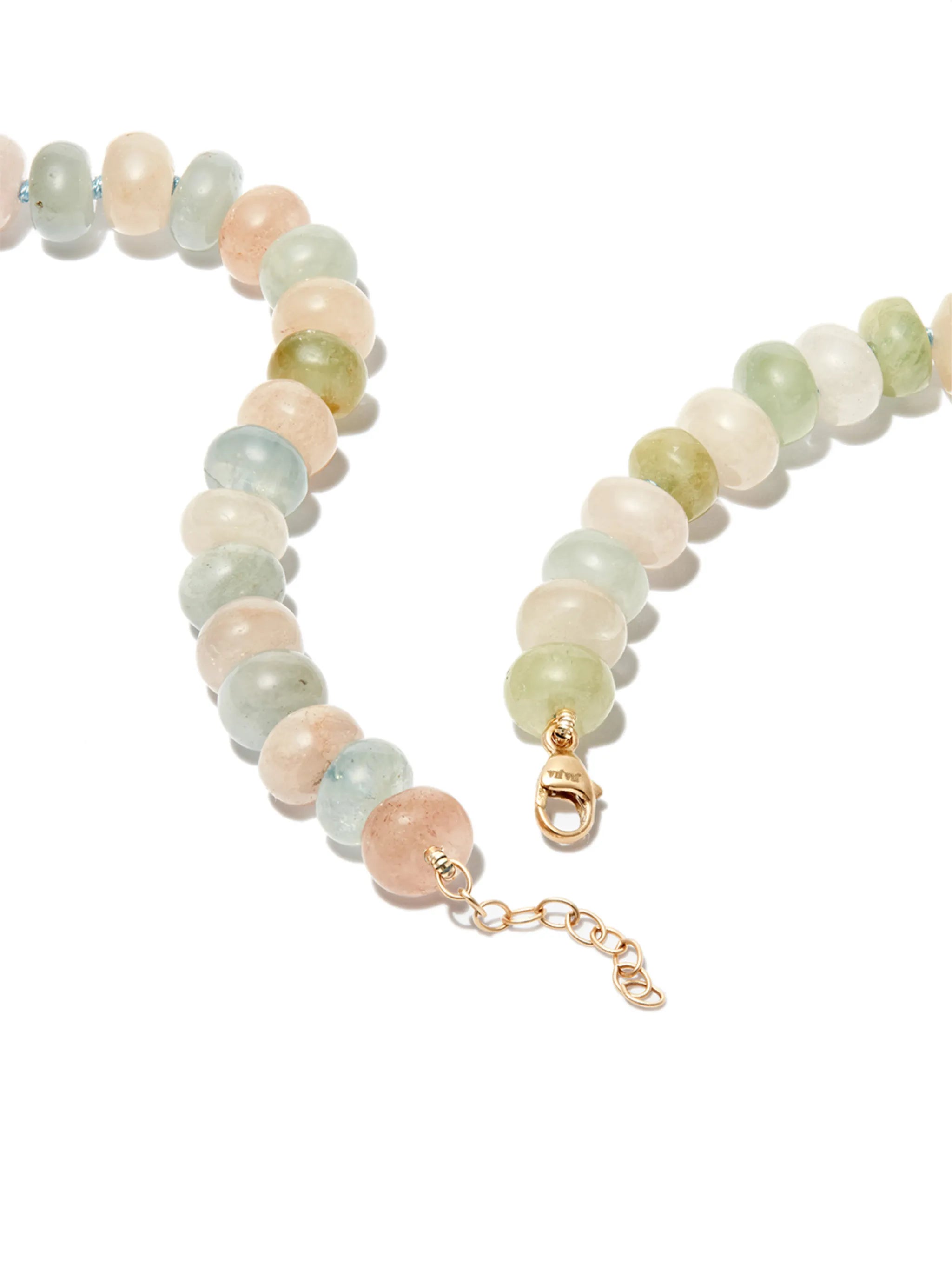 14kt yellow gold morganite beaded necklace