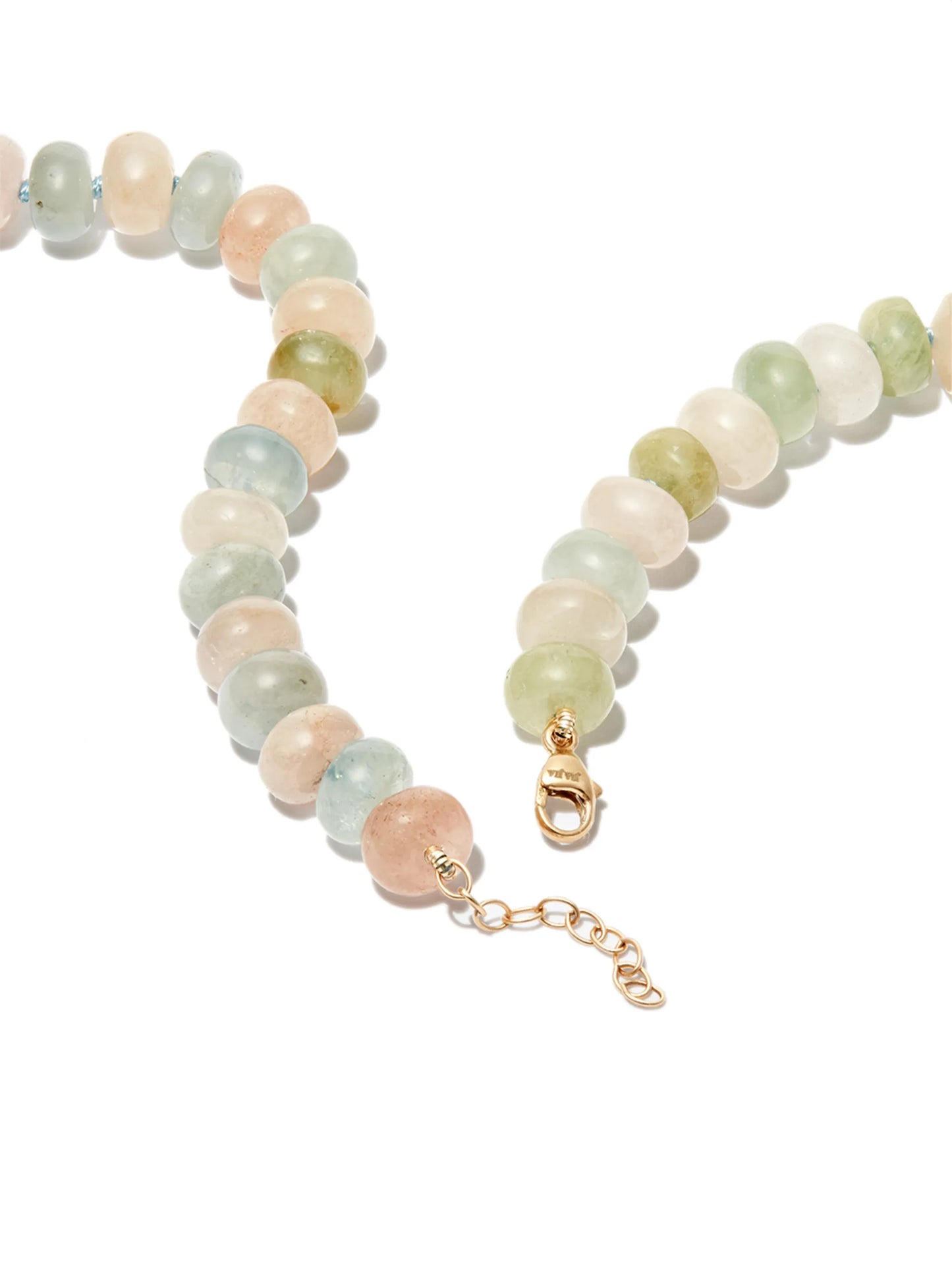 14kt yellow gold morganite beaded necklace