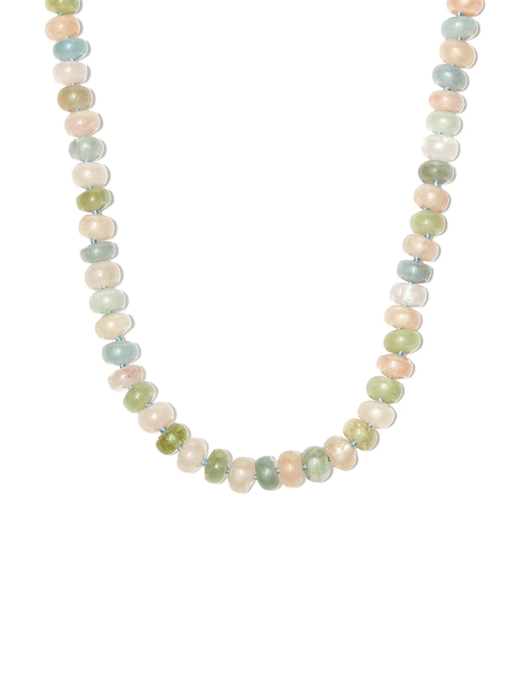 14kt yellow gold morganite beaded necklace