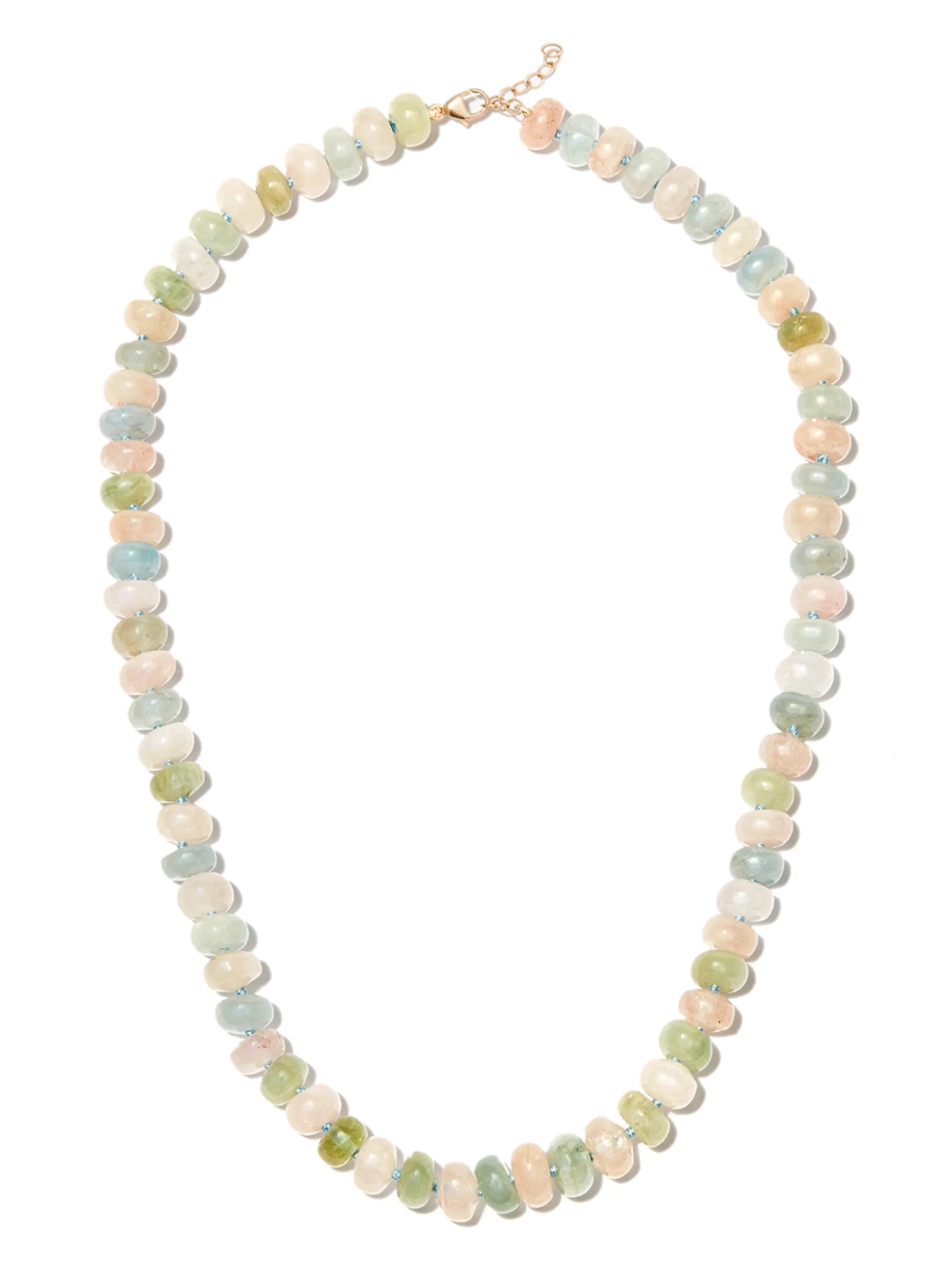 14kt yellow gold morganite beaded necklace