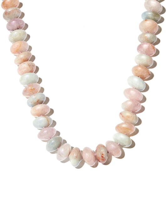14kt yellow gold morganite beaded necklace