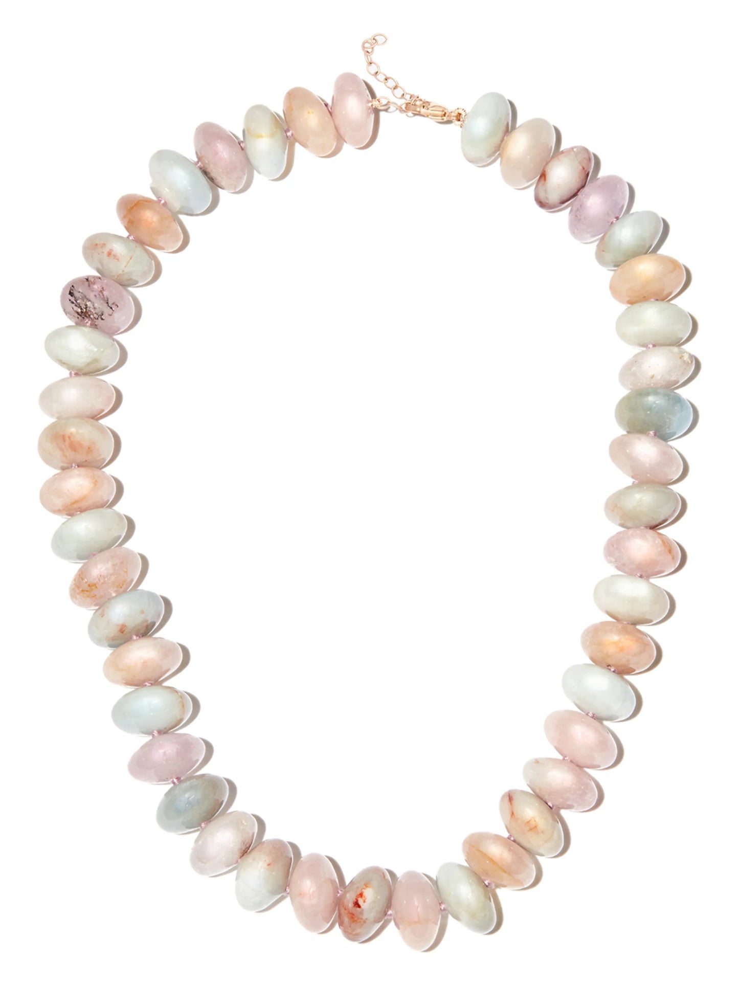 14kt yellow gold morganite beaded necklace
