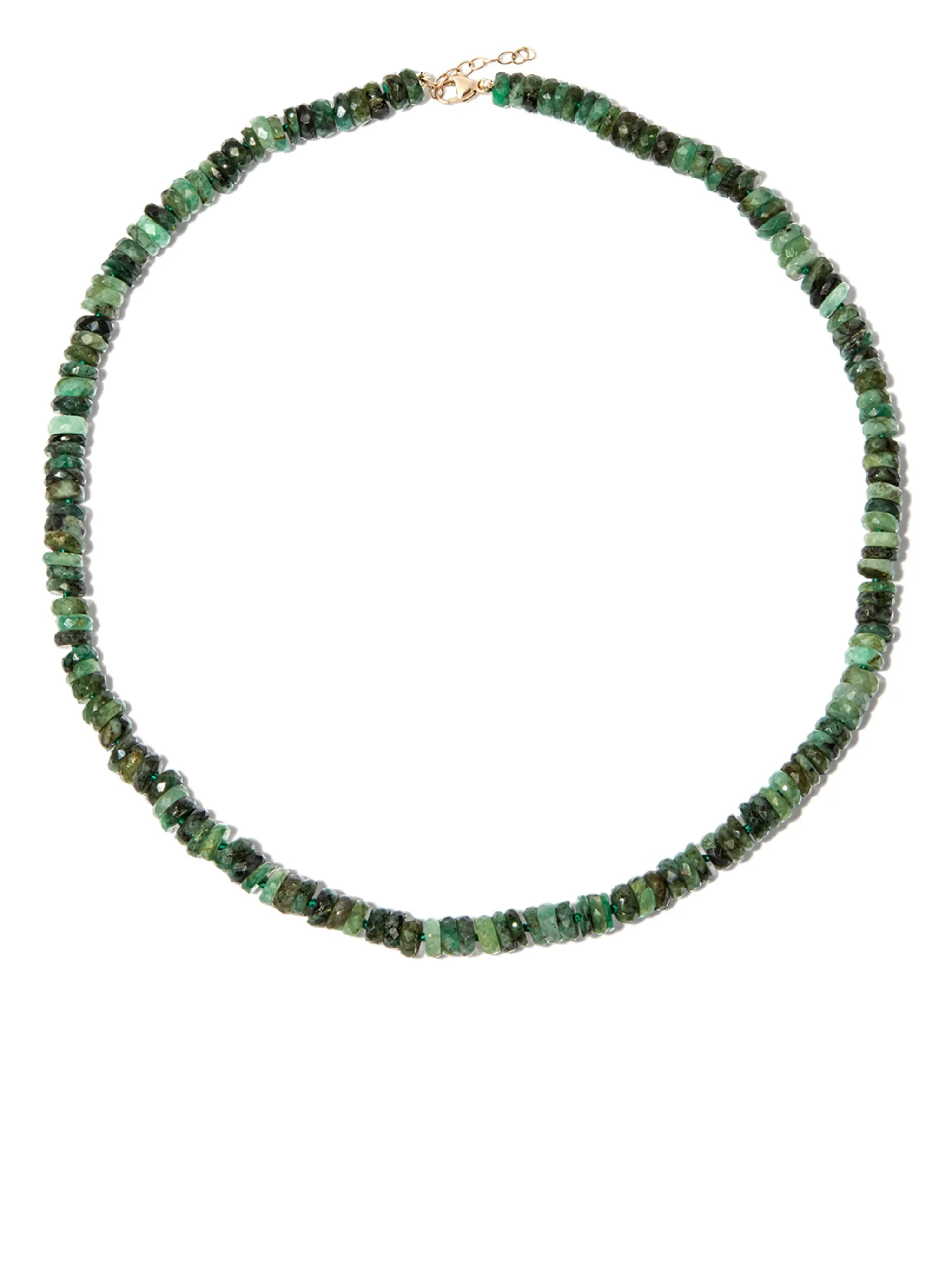 14kt yellow gold emerald beaded necklace