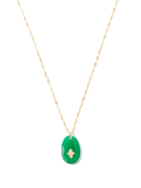 9kt and 14kt yellow gold Gaia onyx and diamond necklace