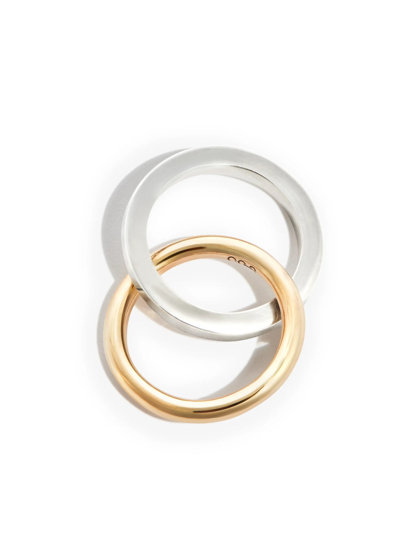 9kt yellow gold and sterling silver duo ring