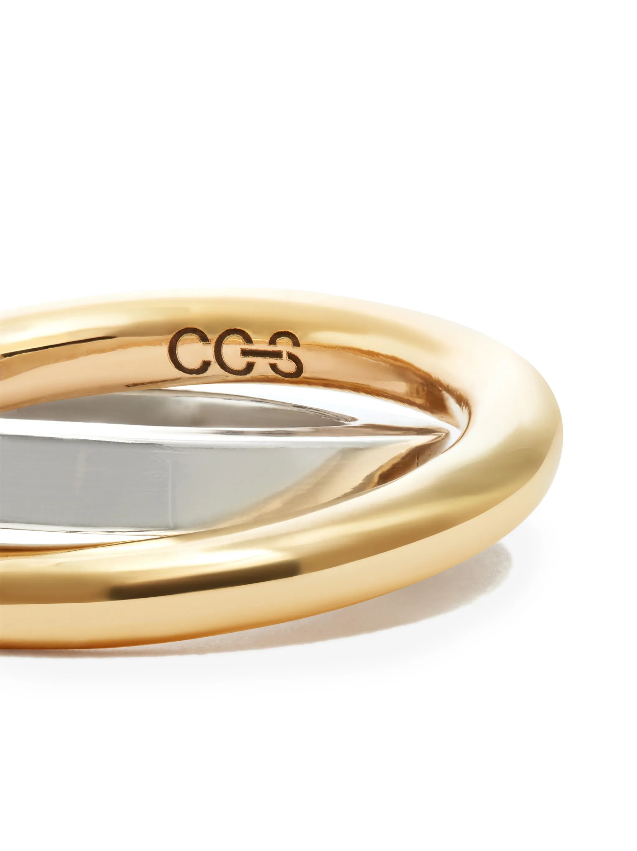 9kt yellow gold and sterling silver duo ring