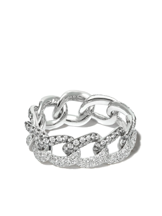 18kt white gold diamond link ring