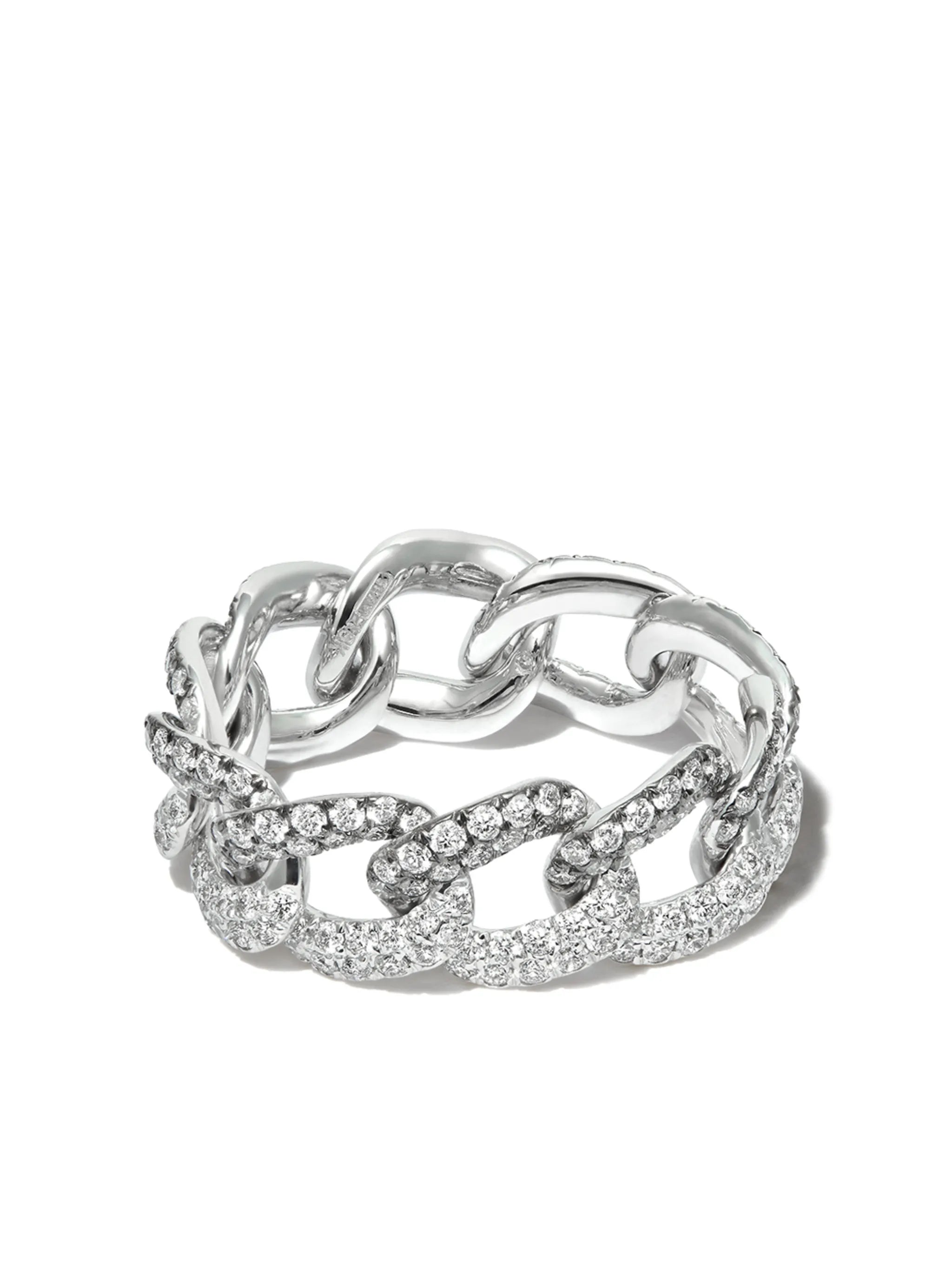 18K white gold diamond link ring