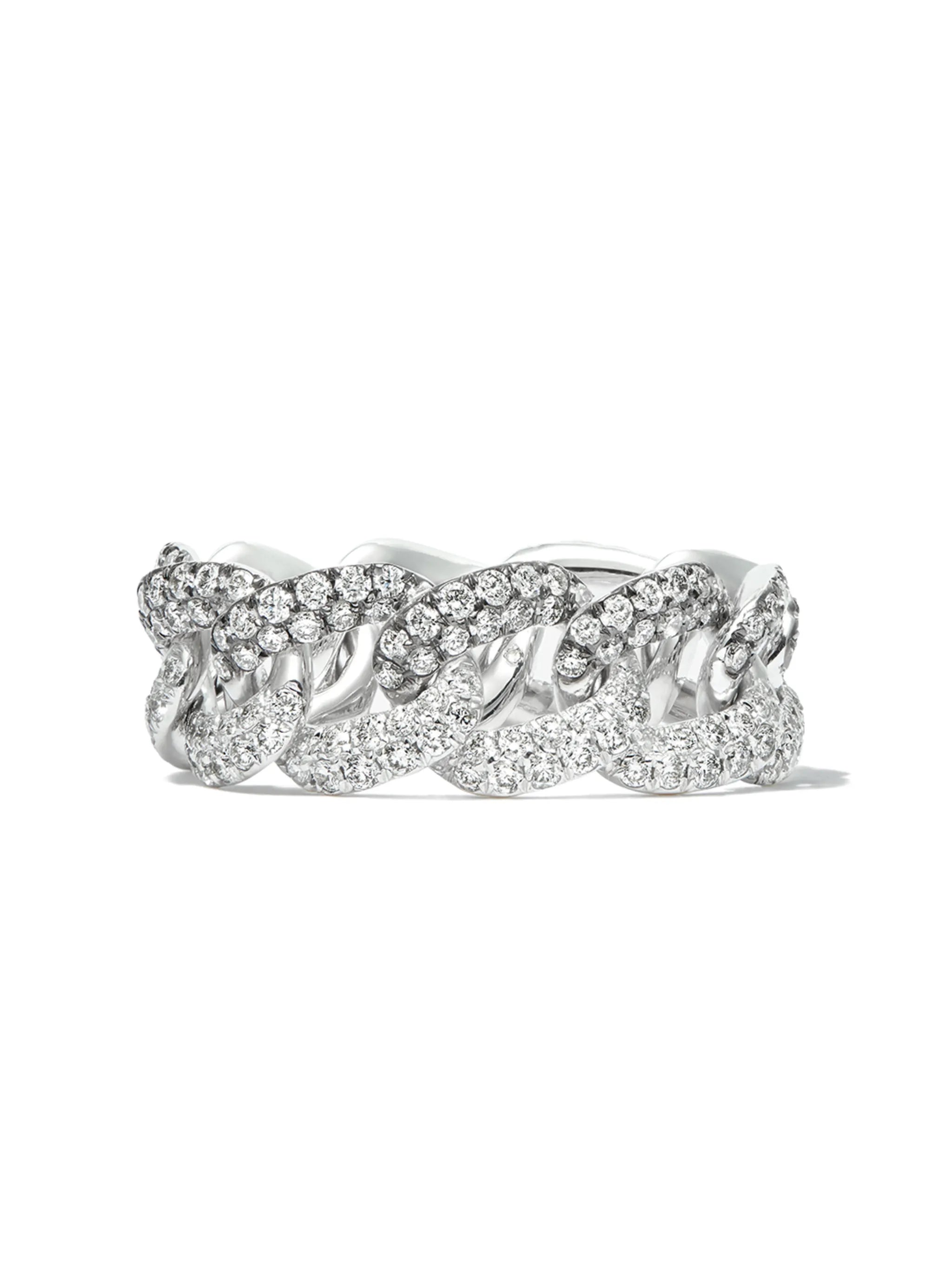 18K white gold diamond link ring