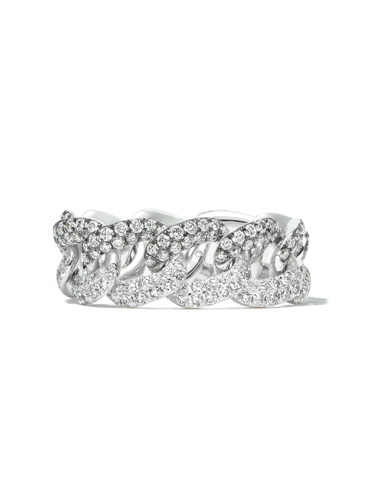 18K white gold diamond link ring