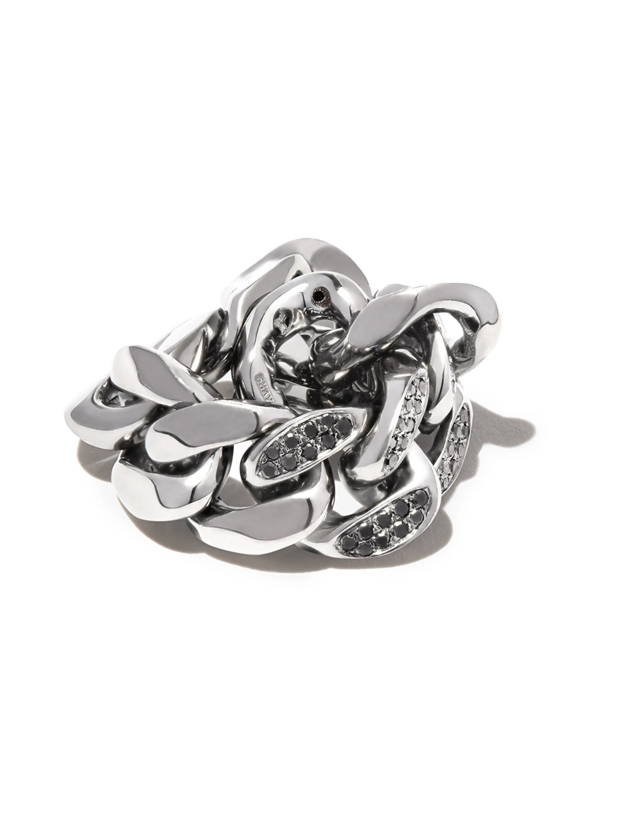 18K white gold diamond link ring