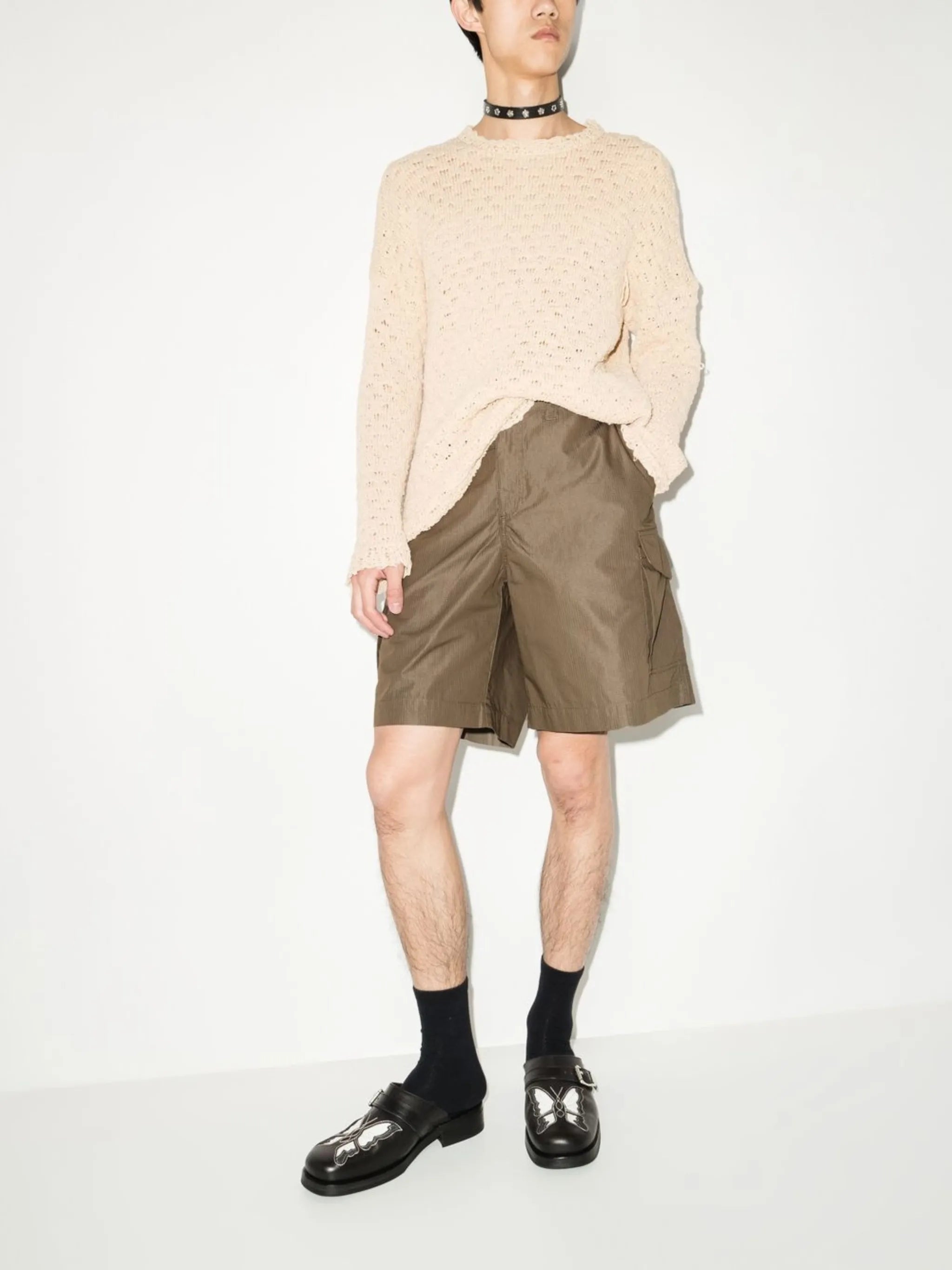 fine-check cargo shorts