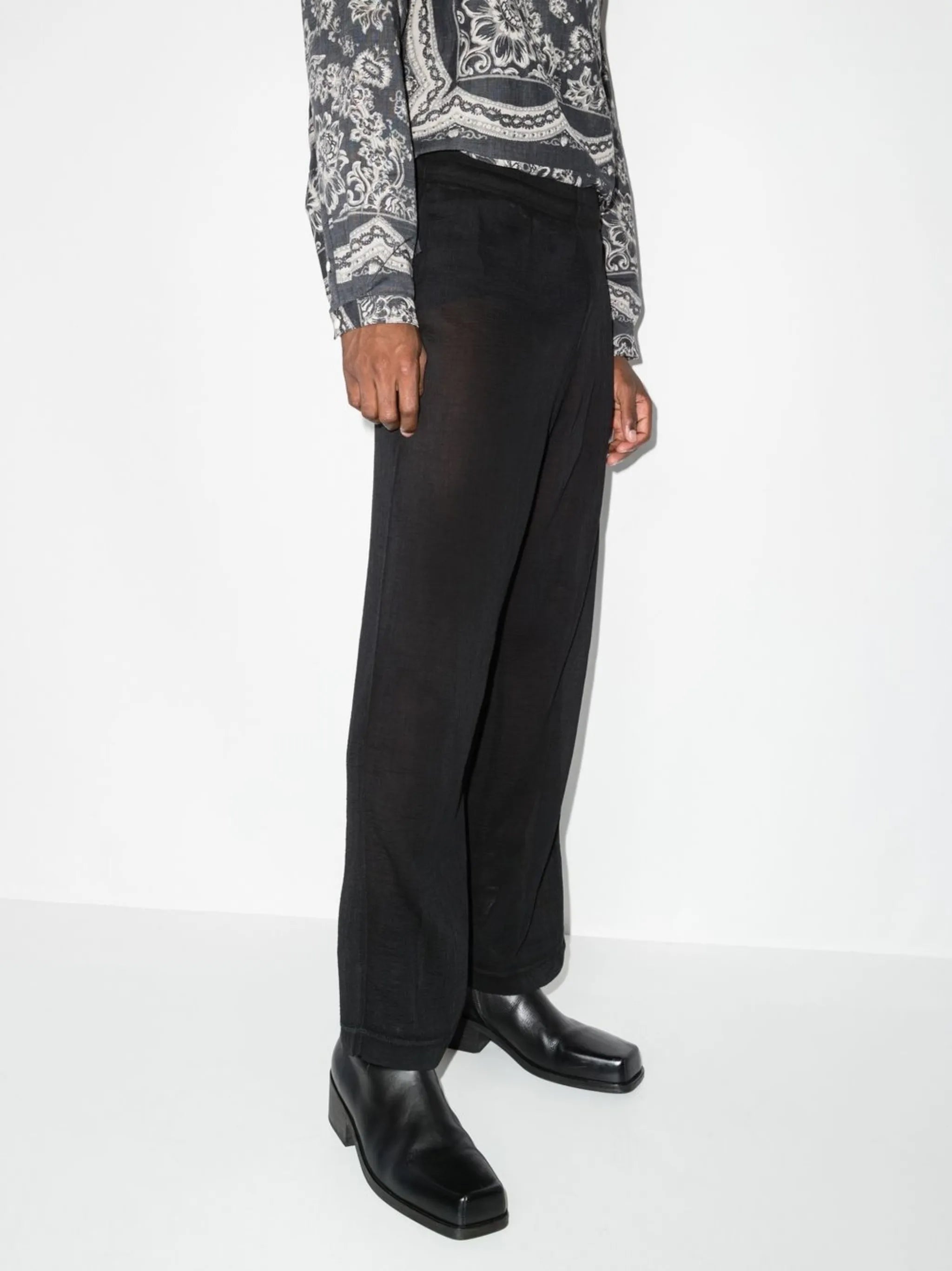 semi-sheer loose-fit trousers