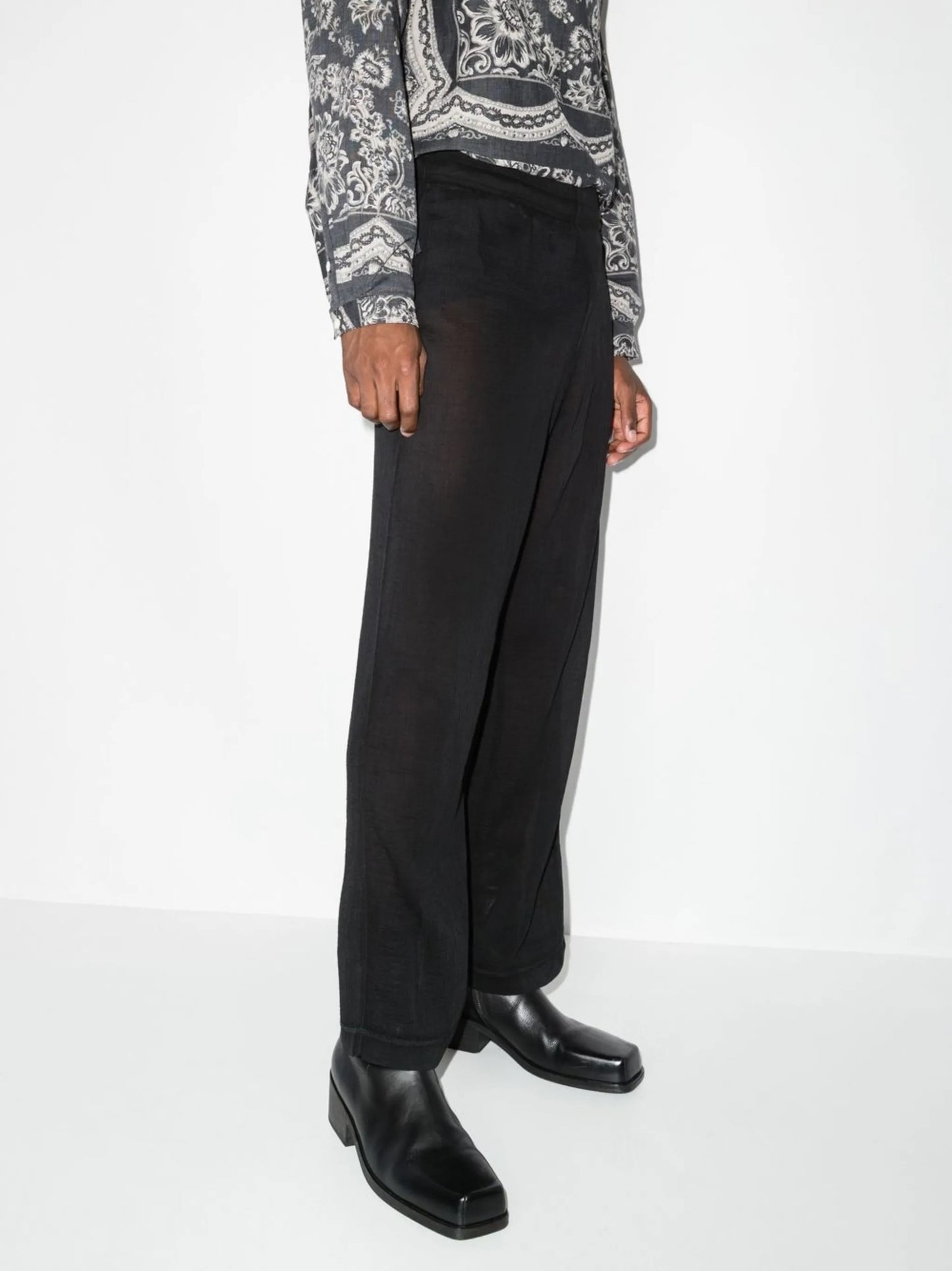 semi-sheer loose-fit trousers