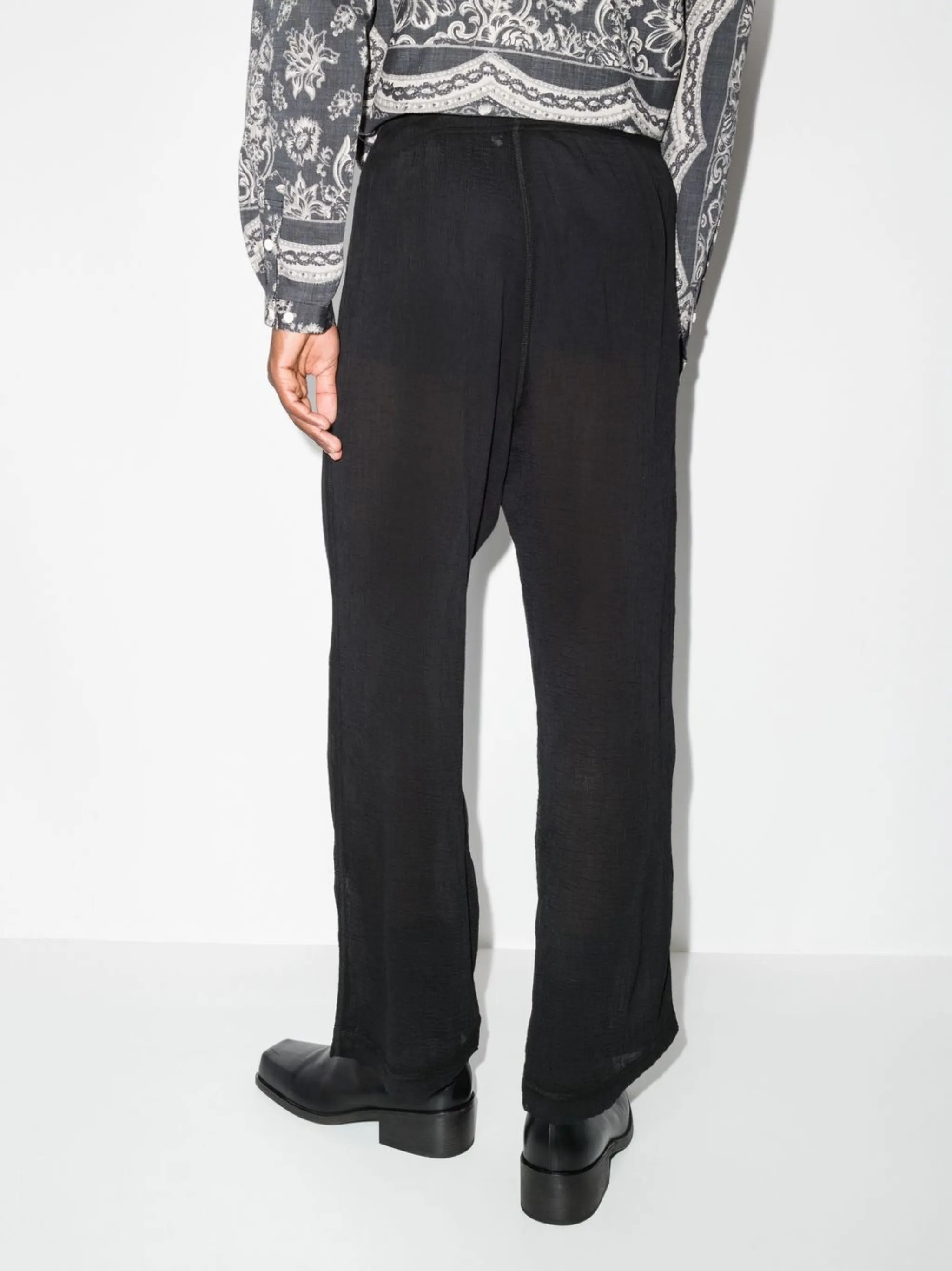 semi-sheer loose-fit trousers