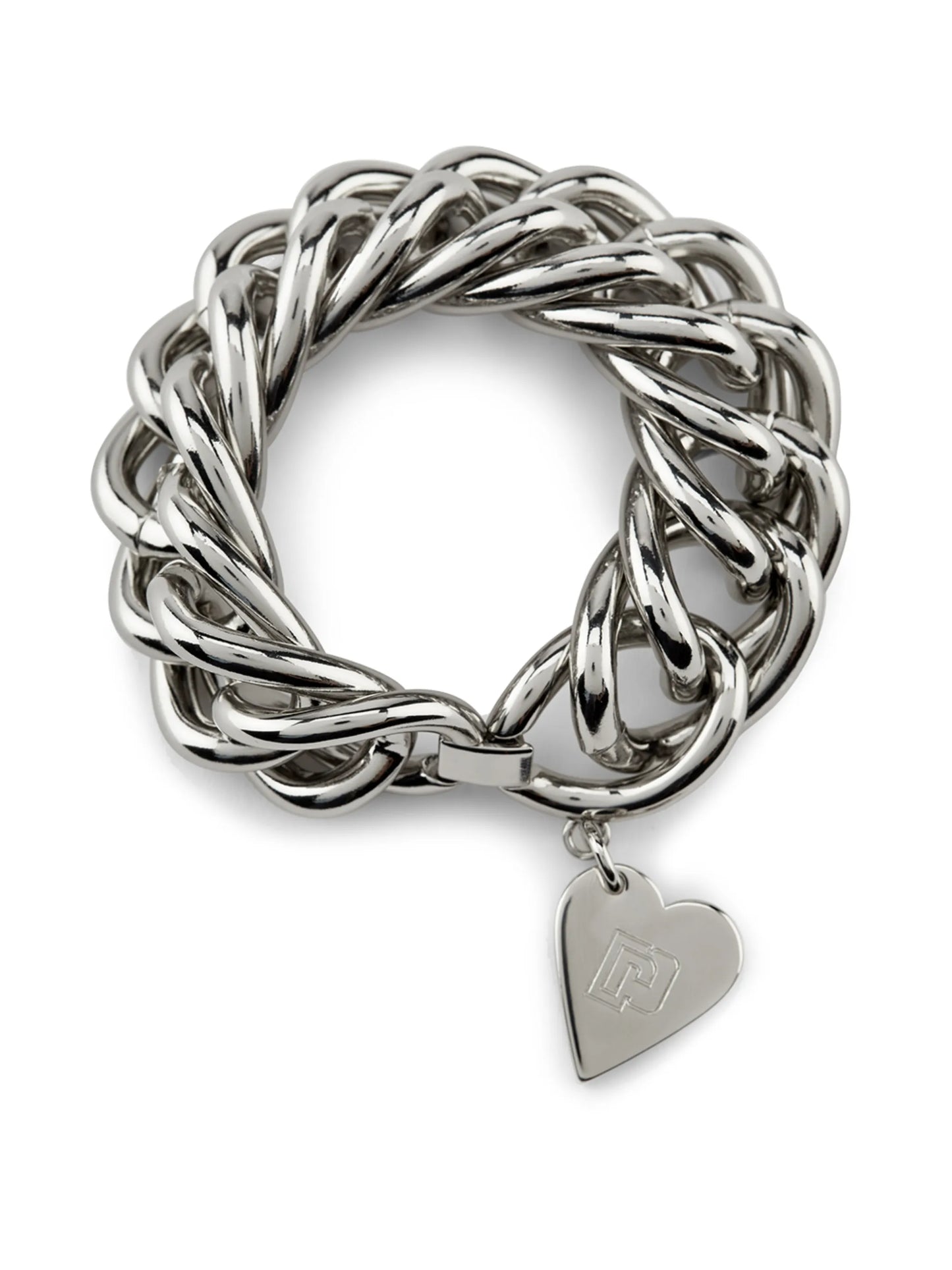 heart-pendant chain-link bracelet