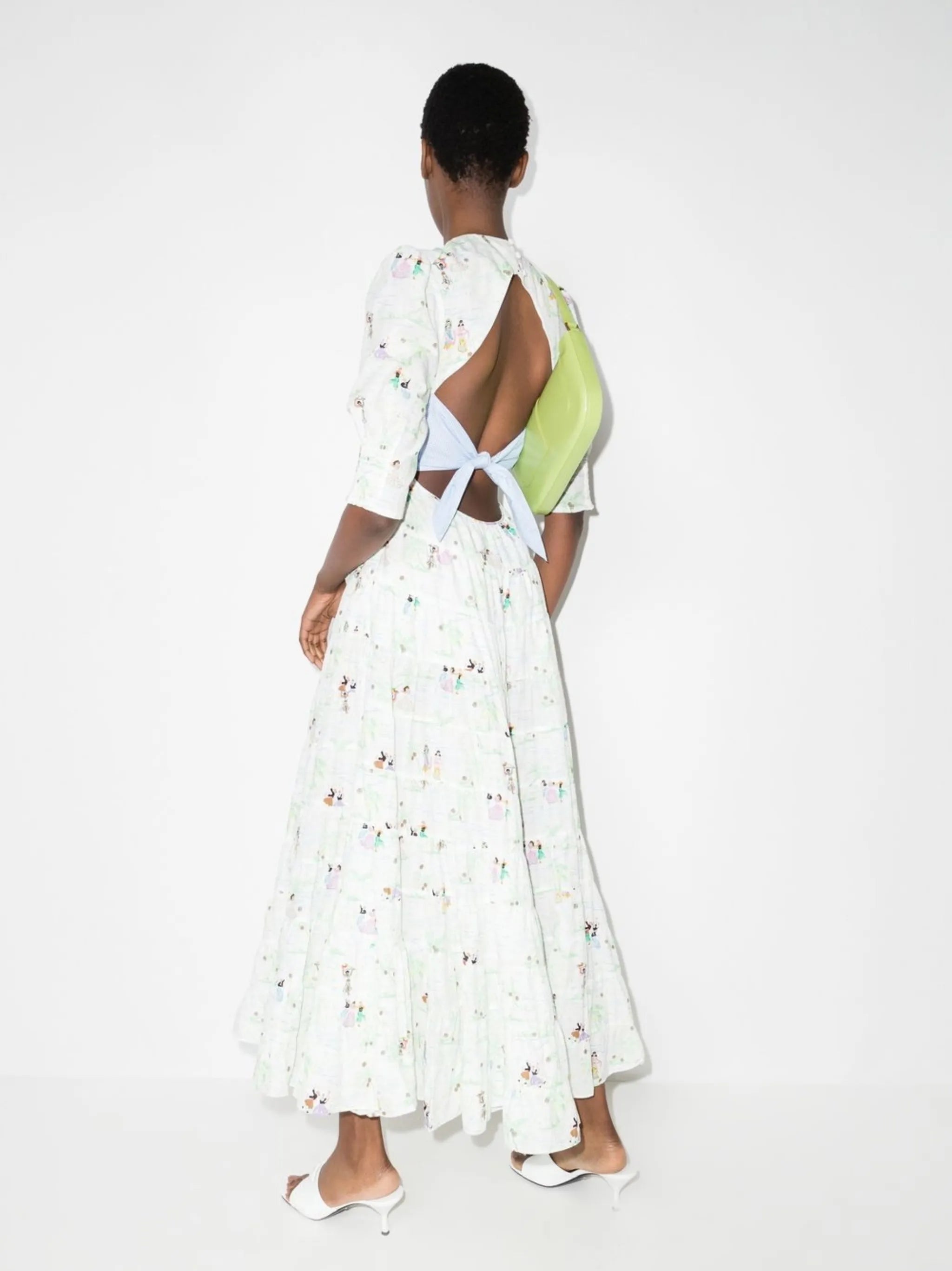 Agyness puff-sleeve midi dress