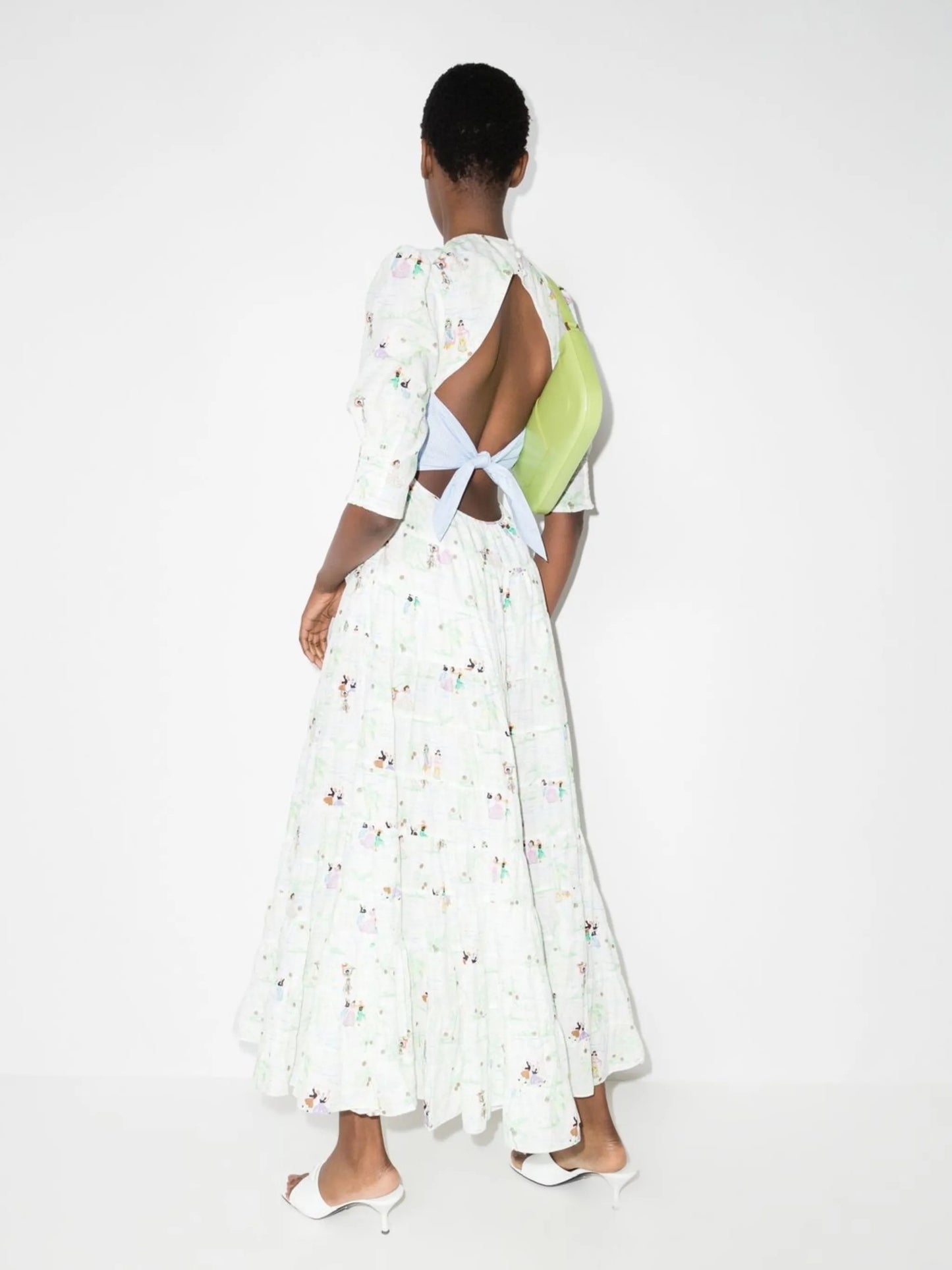 Agyness puff-sleeve midi dress