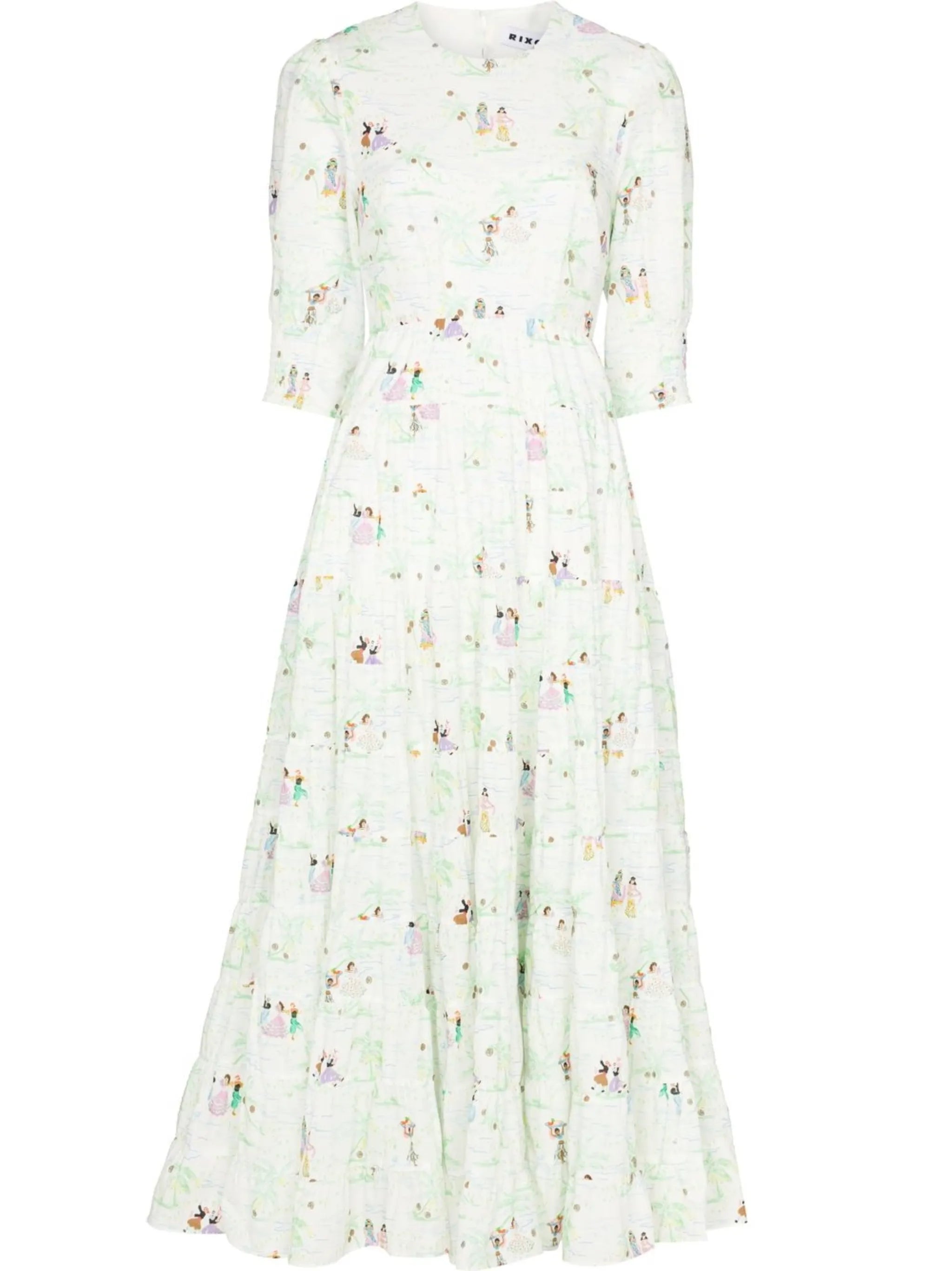 Agyness puff-sleeve midi dress