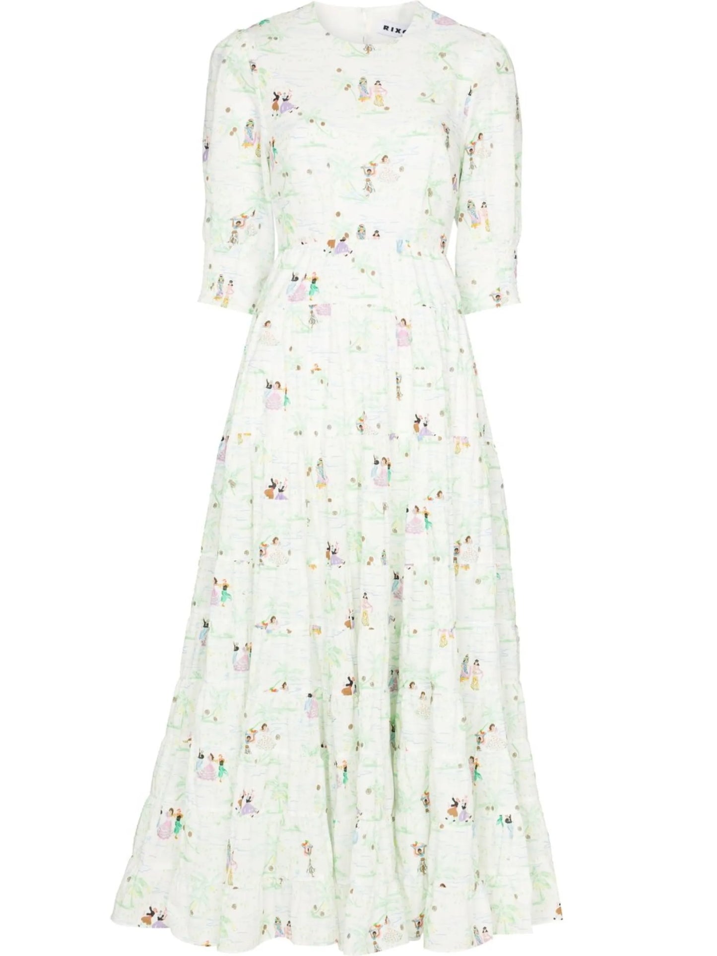Agyness puff-sleeve midi dress