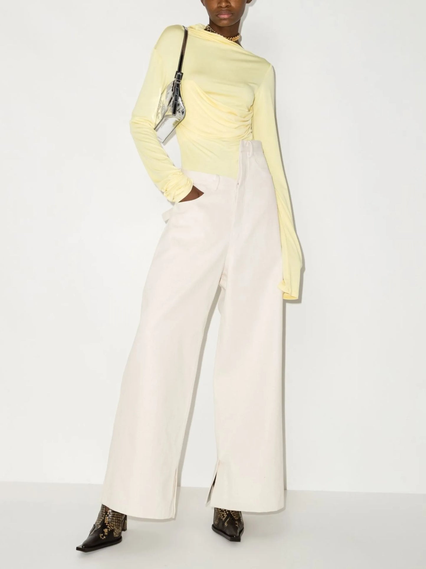 Gala asymmetric wide-leg jeans