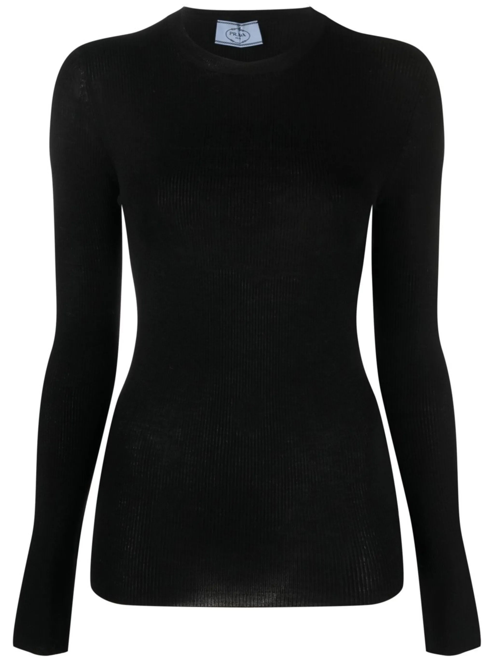fine-knit crew-neck top