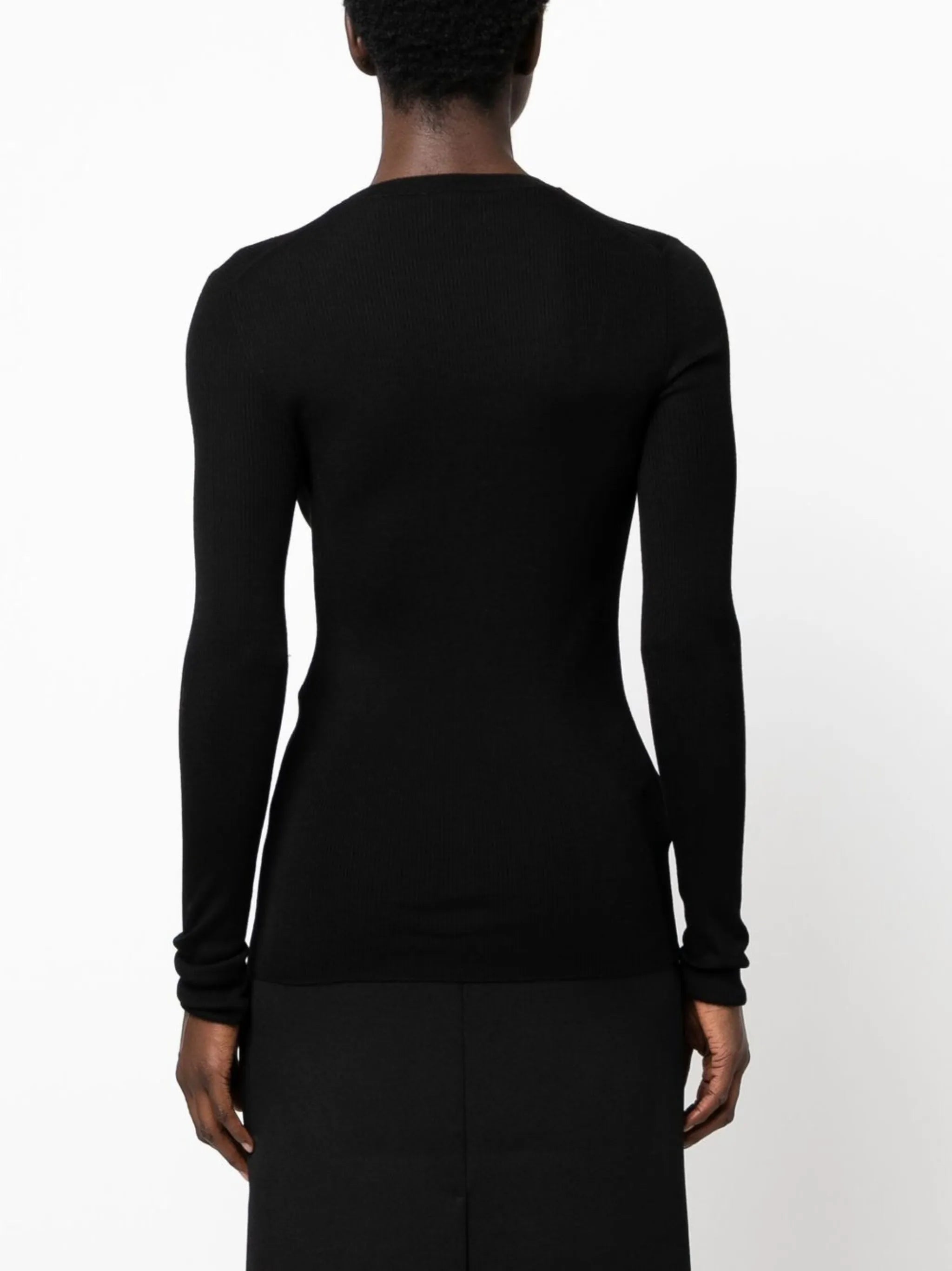 fine-knit crew-neck top