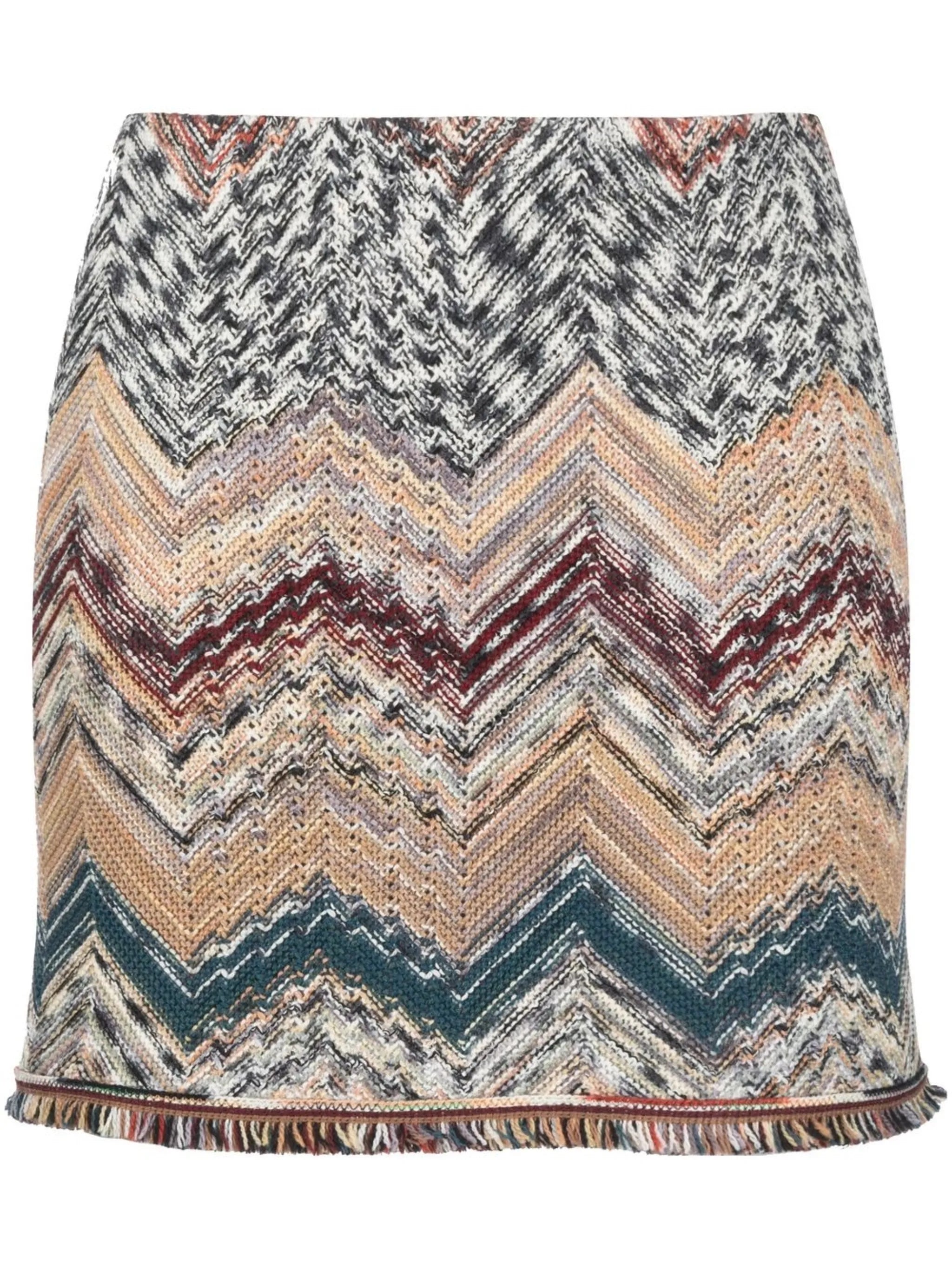 chevron-knit fitted skirt