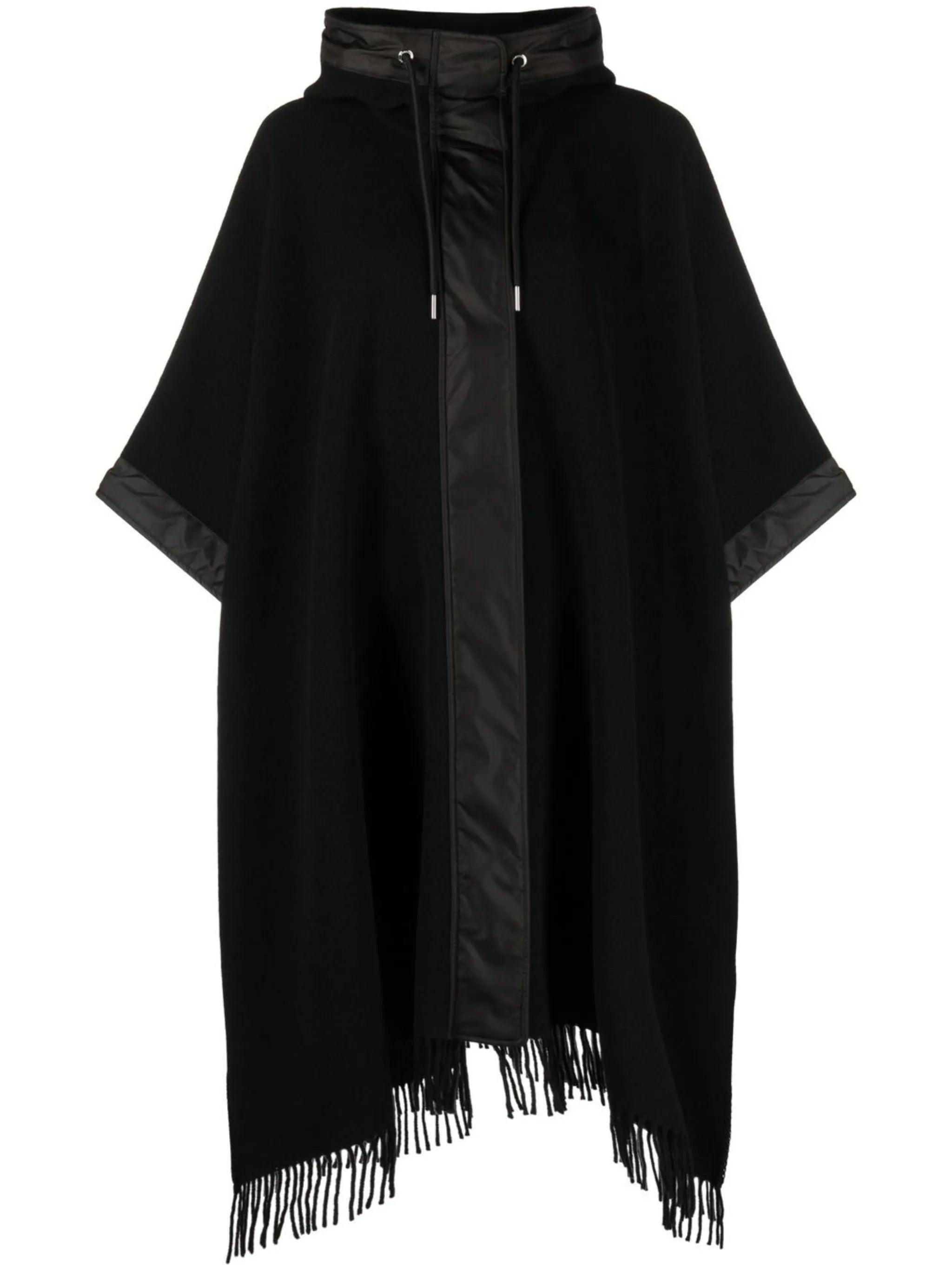 fringe-detail wool cape
