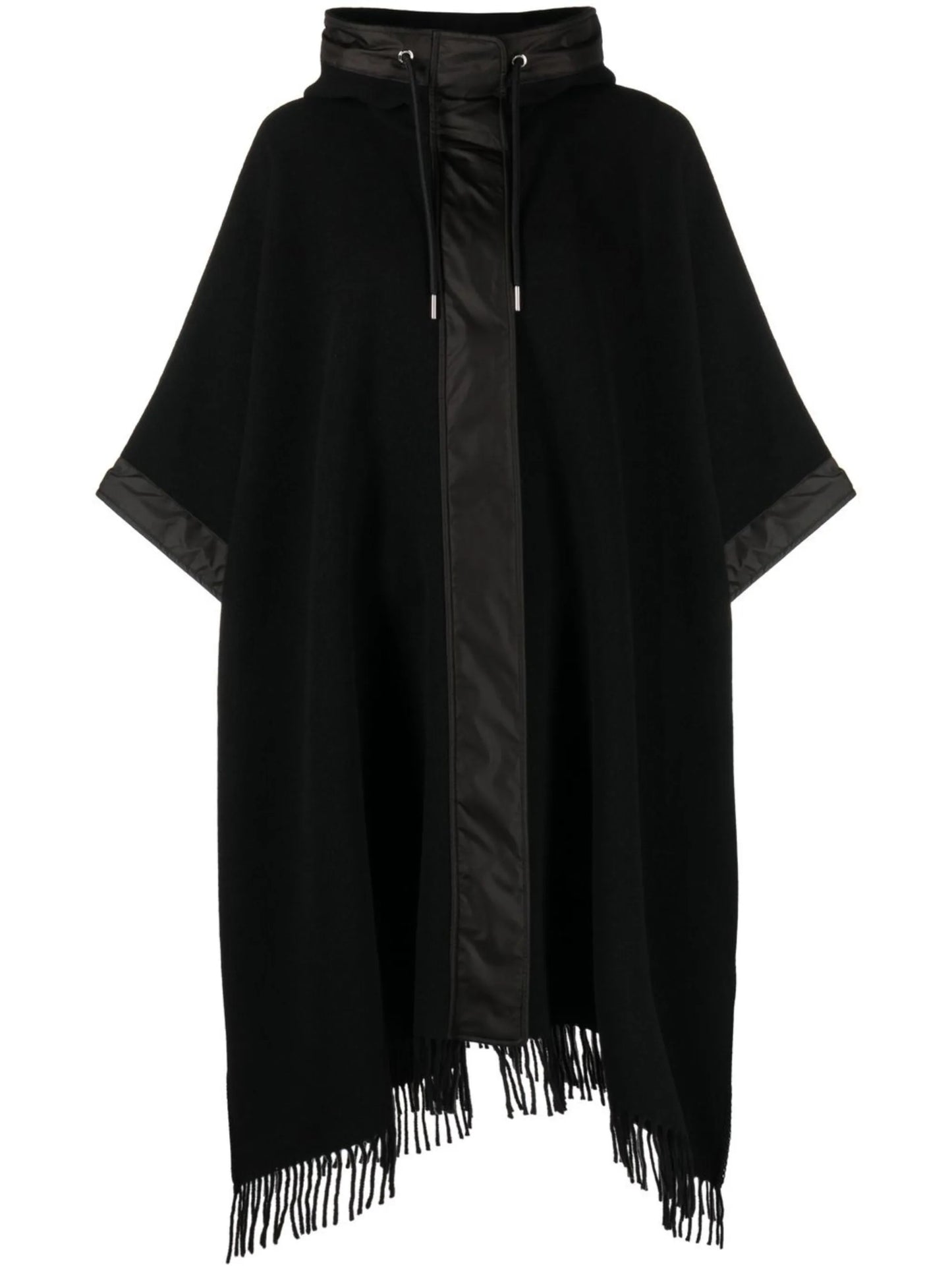 fringe-detail wool cape