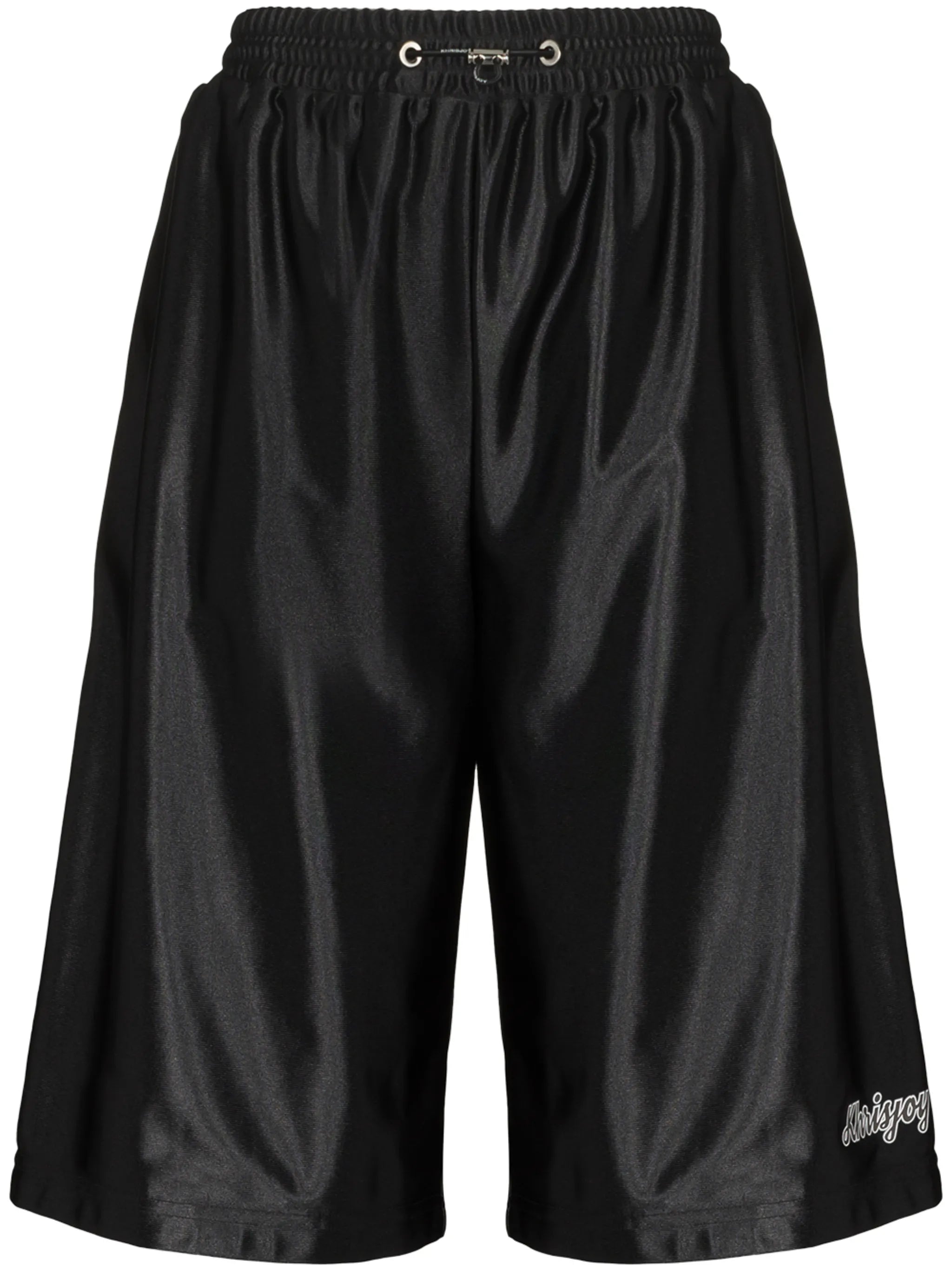 drawstring satin knee-length shorts