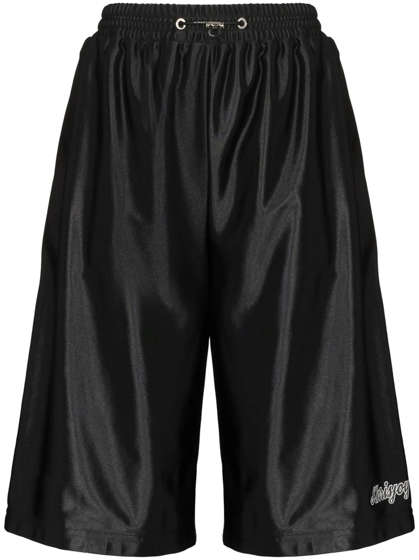 drawstring satin knee-length shorts