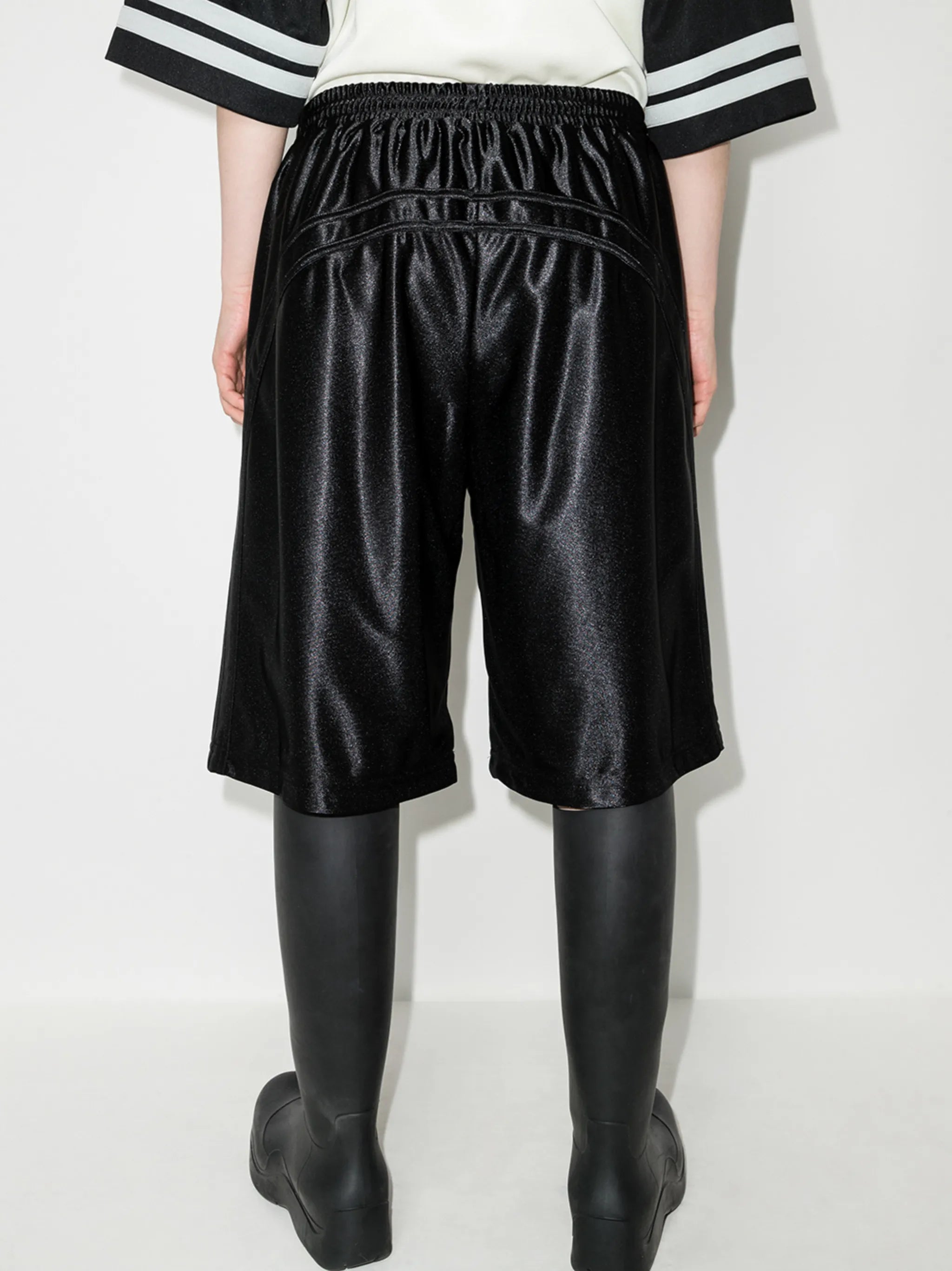 drawstring satin knee-length shorts