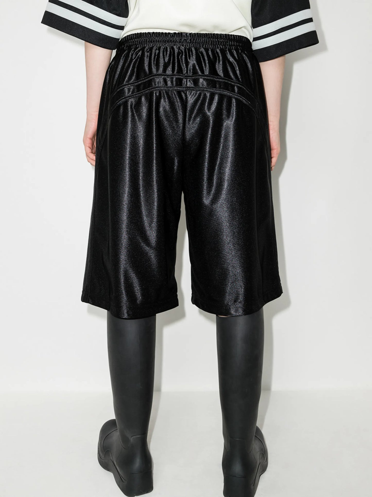 drawstring satin knee-length shorts