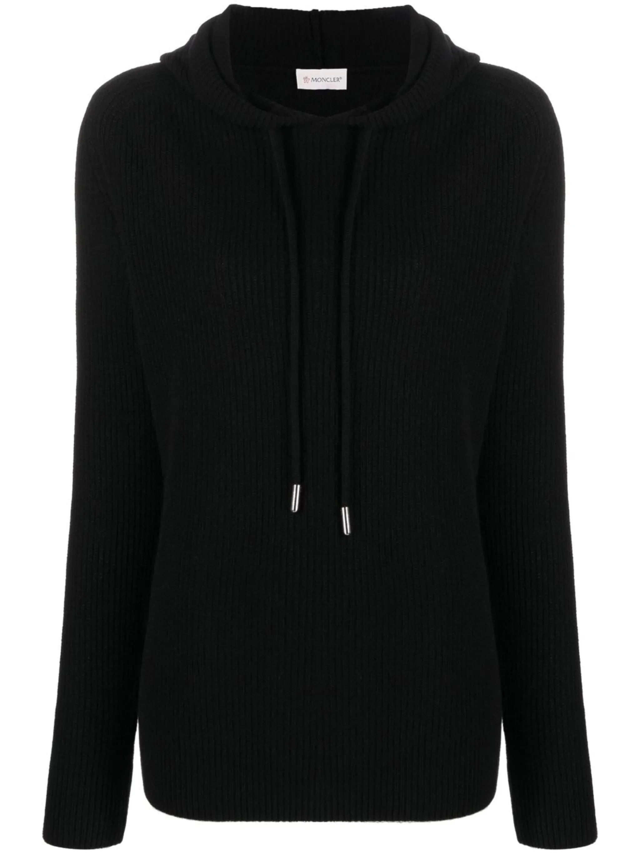 logo-patch ribbed-knit hoodie