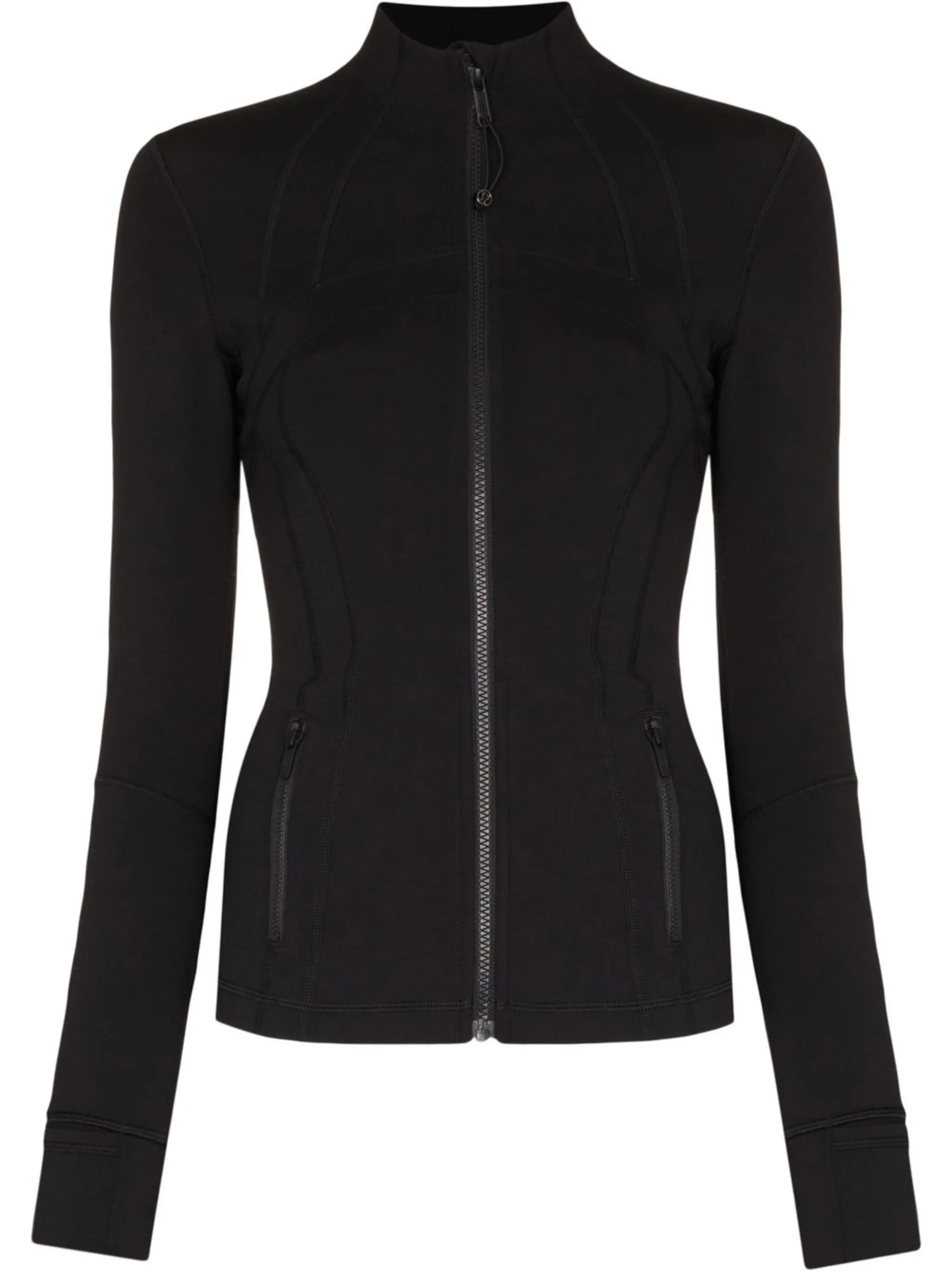 Define thumb-slot zip-fastening jacket