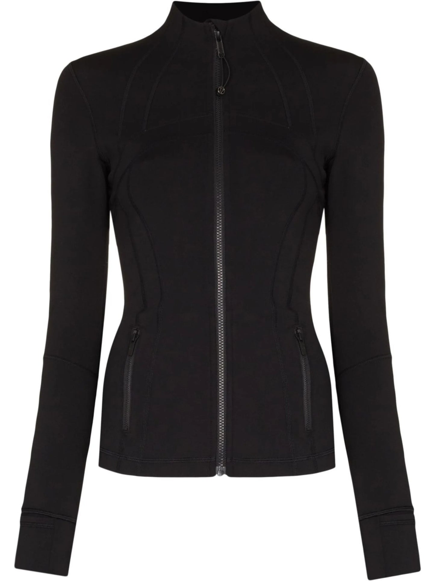 Define thumb-slot zip-fastening jacket