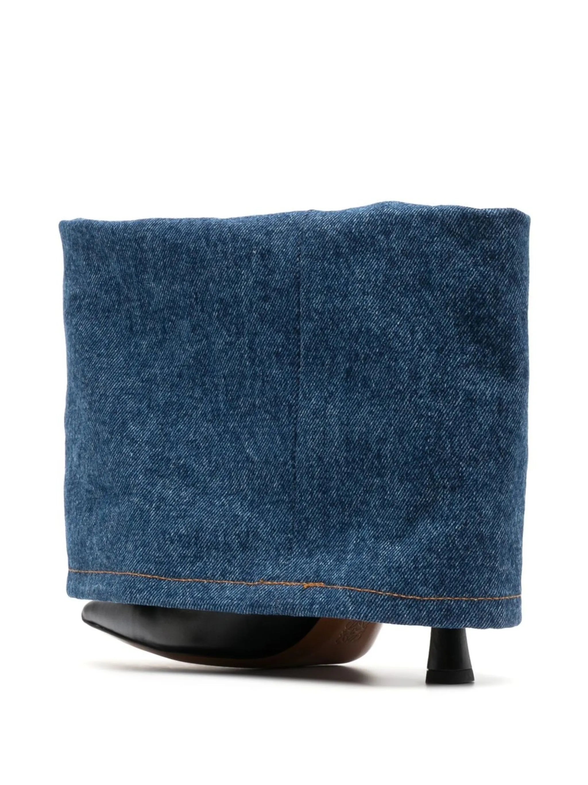 Folded-Denim 90mm ankle boots