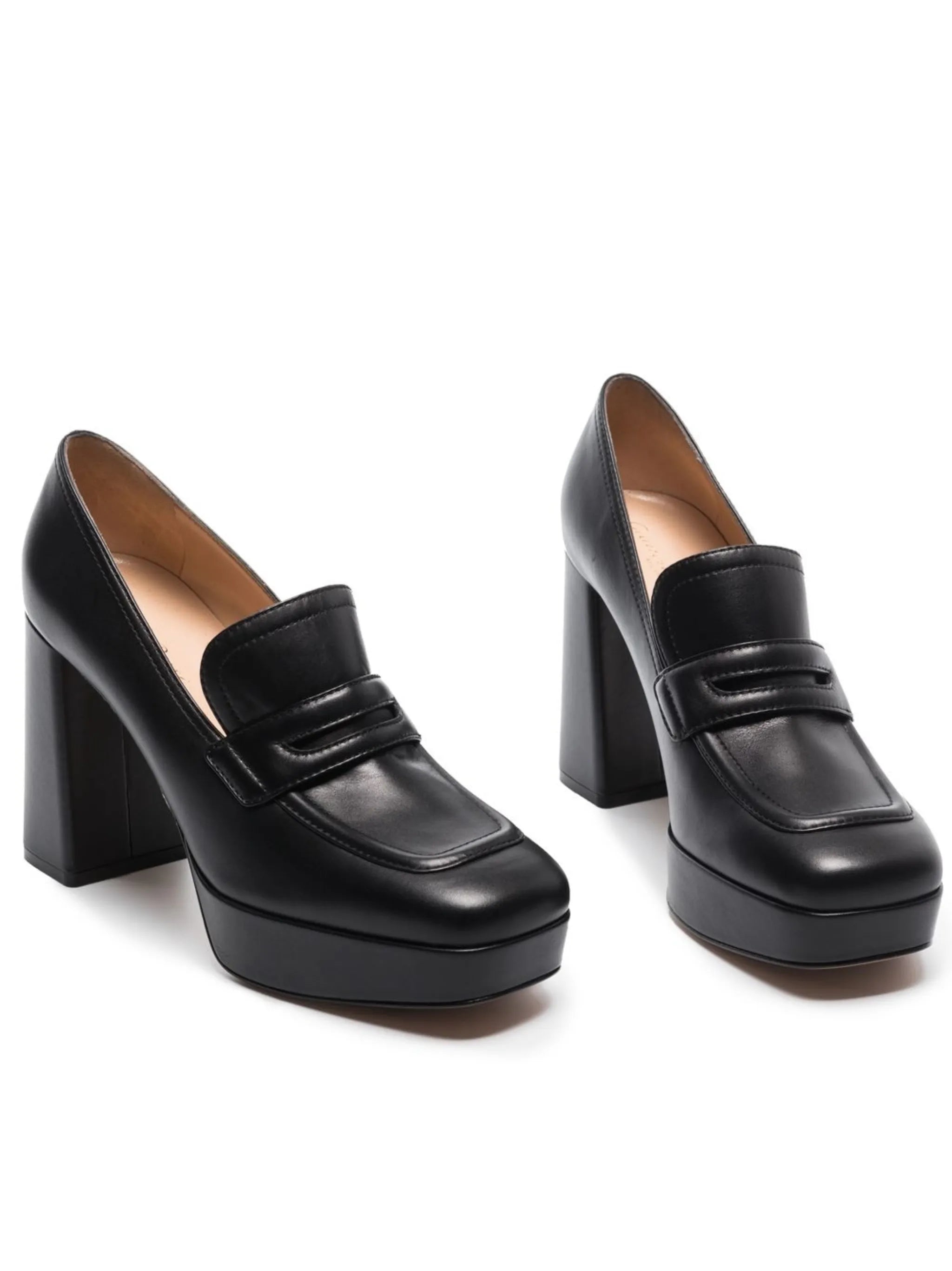 100mm platform leather loafers